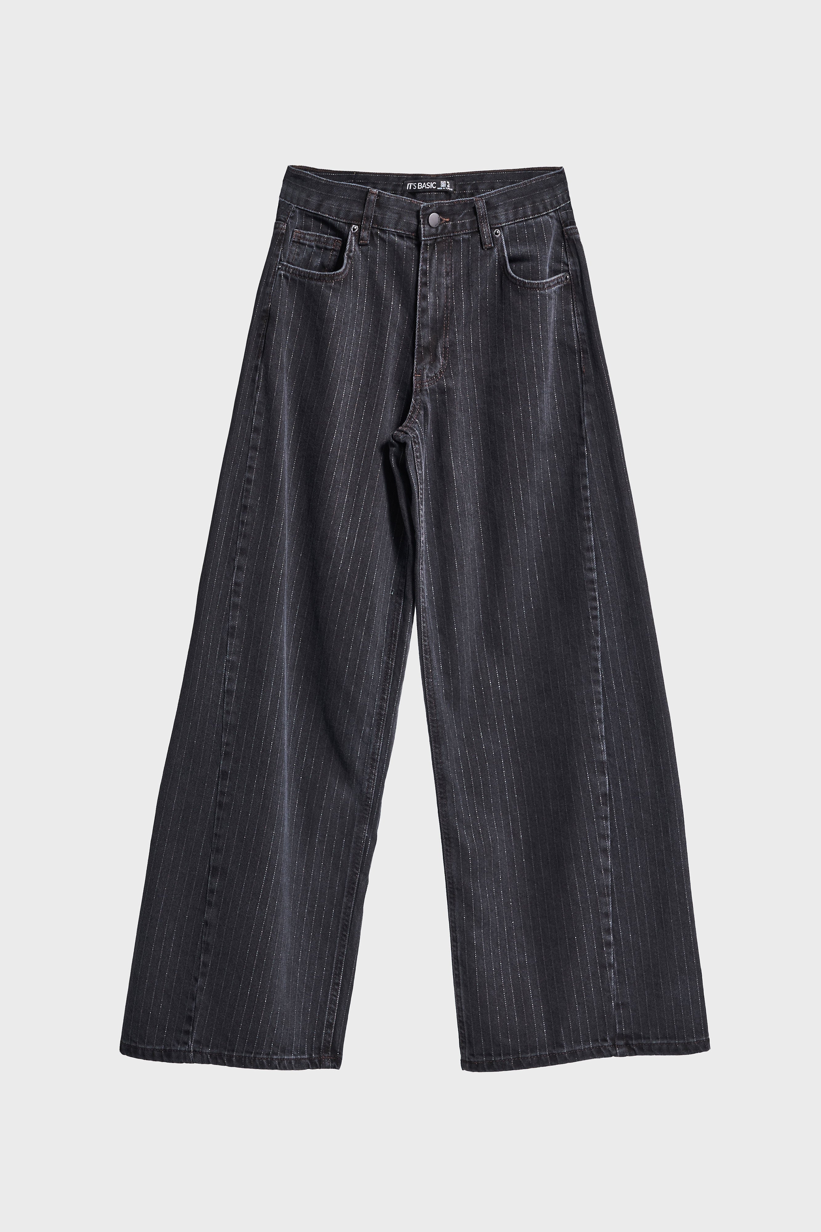 Kadın Füme Çizgili Renk 1w5-1 Süper Palazzo Fit Esnek Özel Kumaş İç Boy 80cm Denim Jean