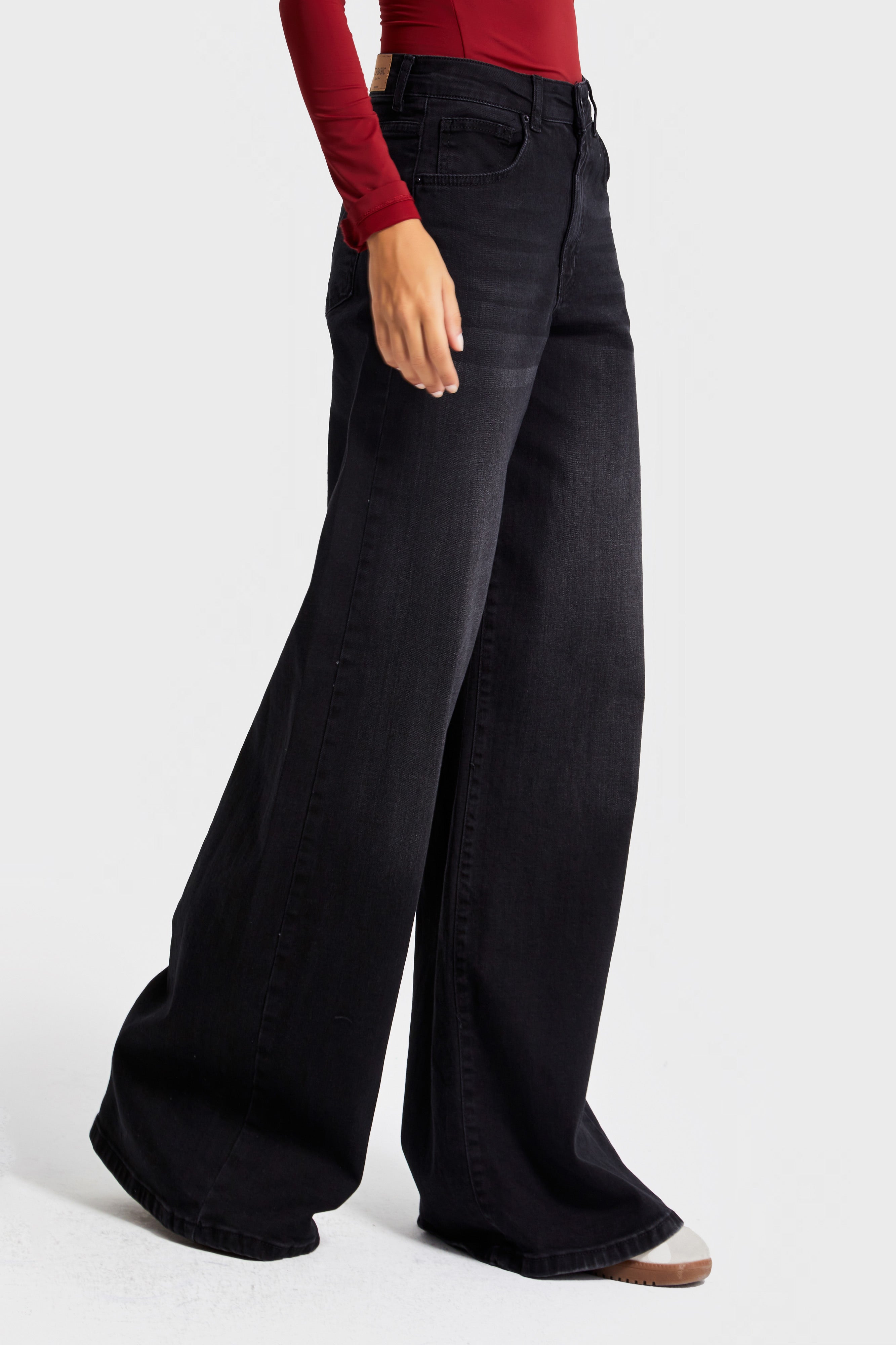 Kadın Füme Renk 2w5-1 LYL36 Palazzo Fit Likralı Esnek Kumaş İç Boy 83cm Denim Jean