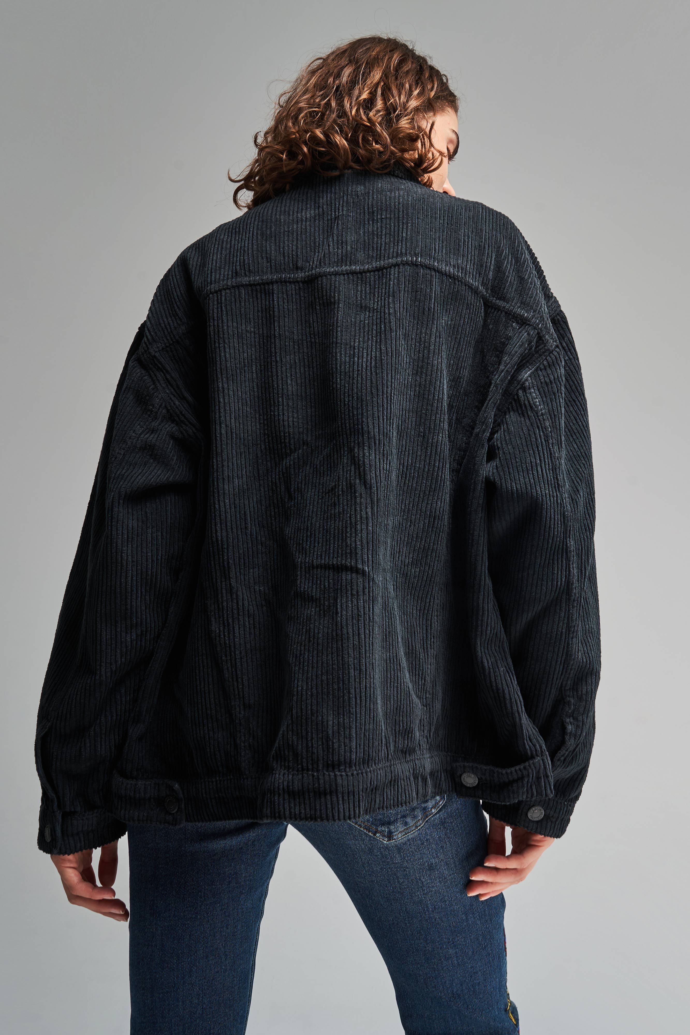 Women's Smoke Color Thick Corduroy Fabric Oversize Jacket