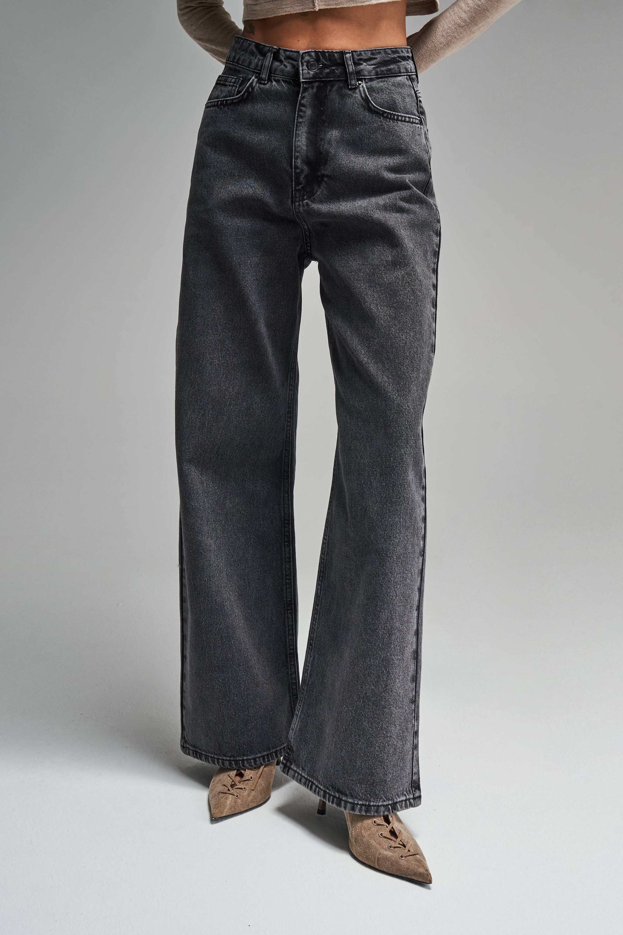 High Waist Wide Leg Smoke Jean