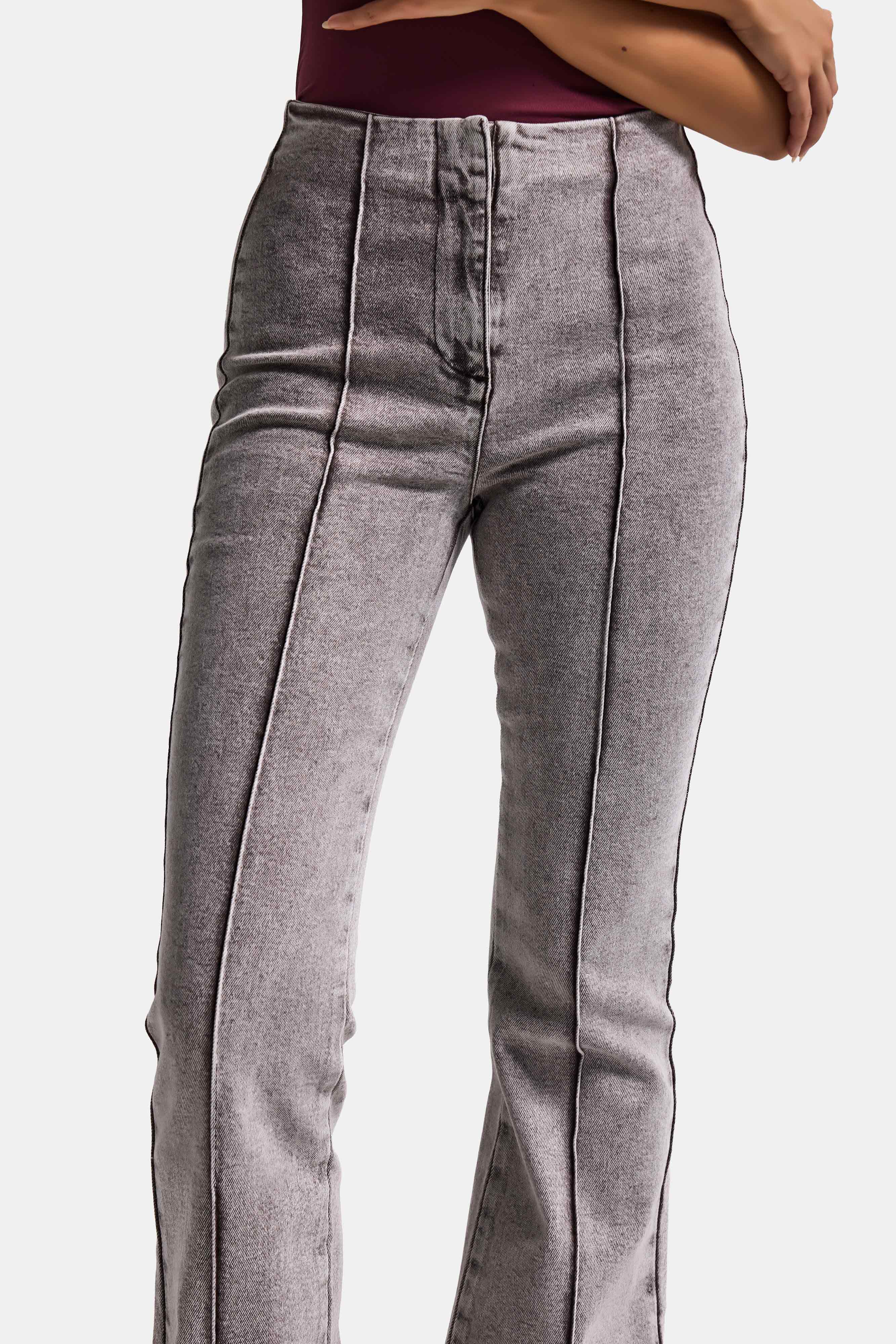 Kadın Gri 3s6-158 Flare Fit Esnek Kumaş Denim Jean