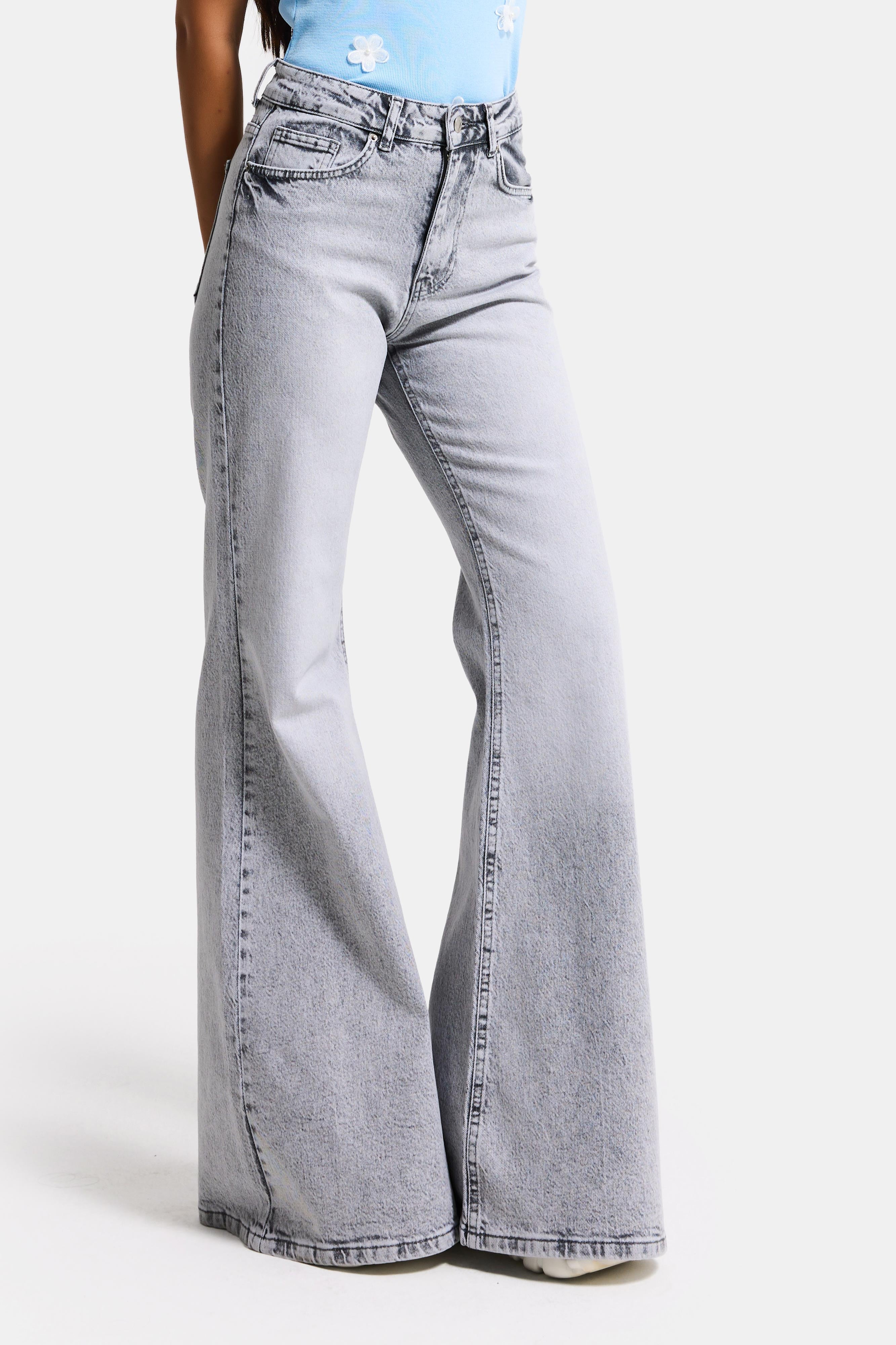 Kadın Gri 4s6-12 Flare Fit Komfort Kumaş Denim Jean