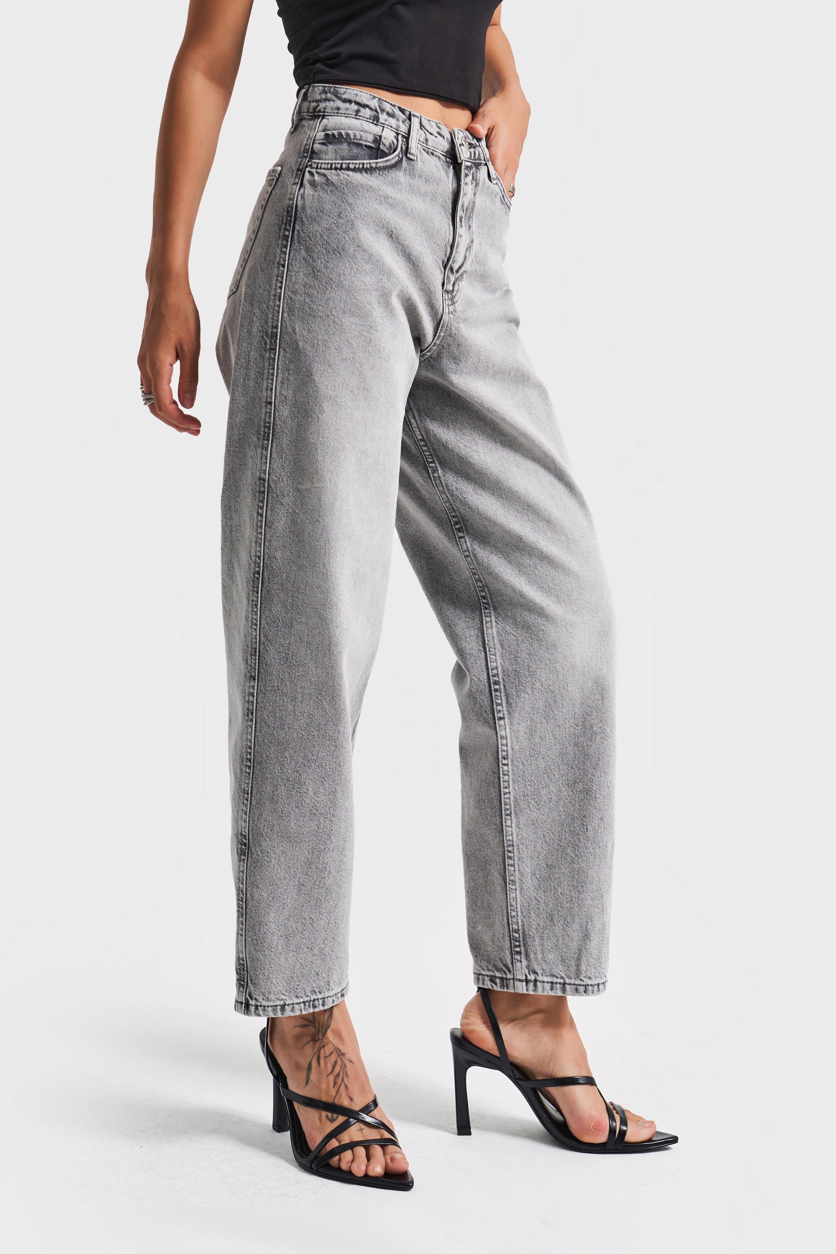 Kadın Gri Renk 4s5-12 Relax Fit %100 Koton Denim Jean