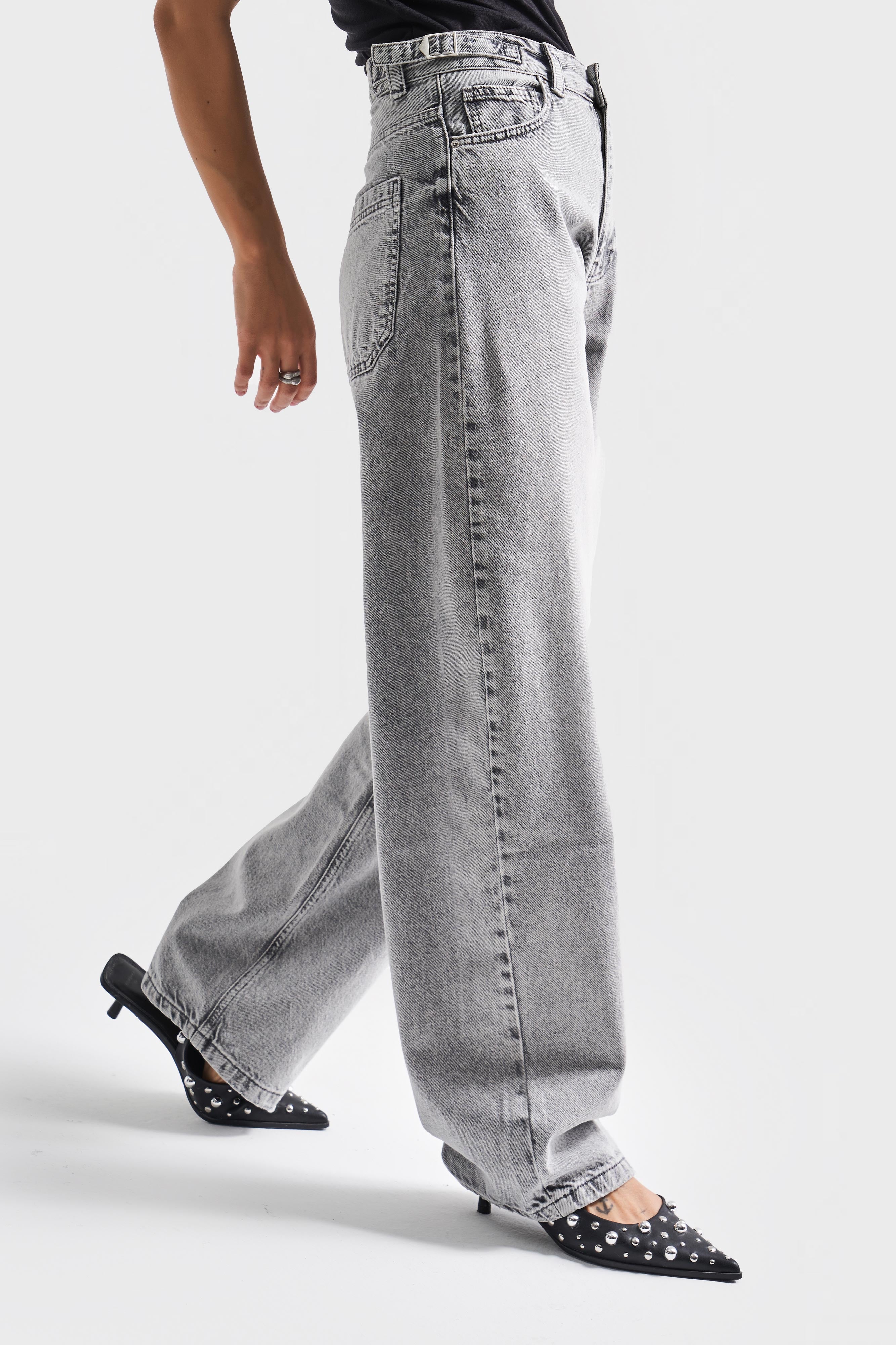 Женские брюки-клеш из серого денима Lotus Baggy Fit Extra Long