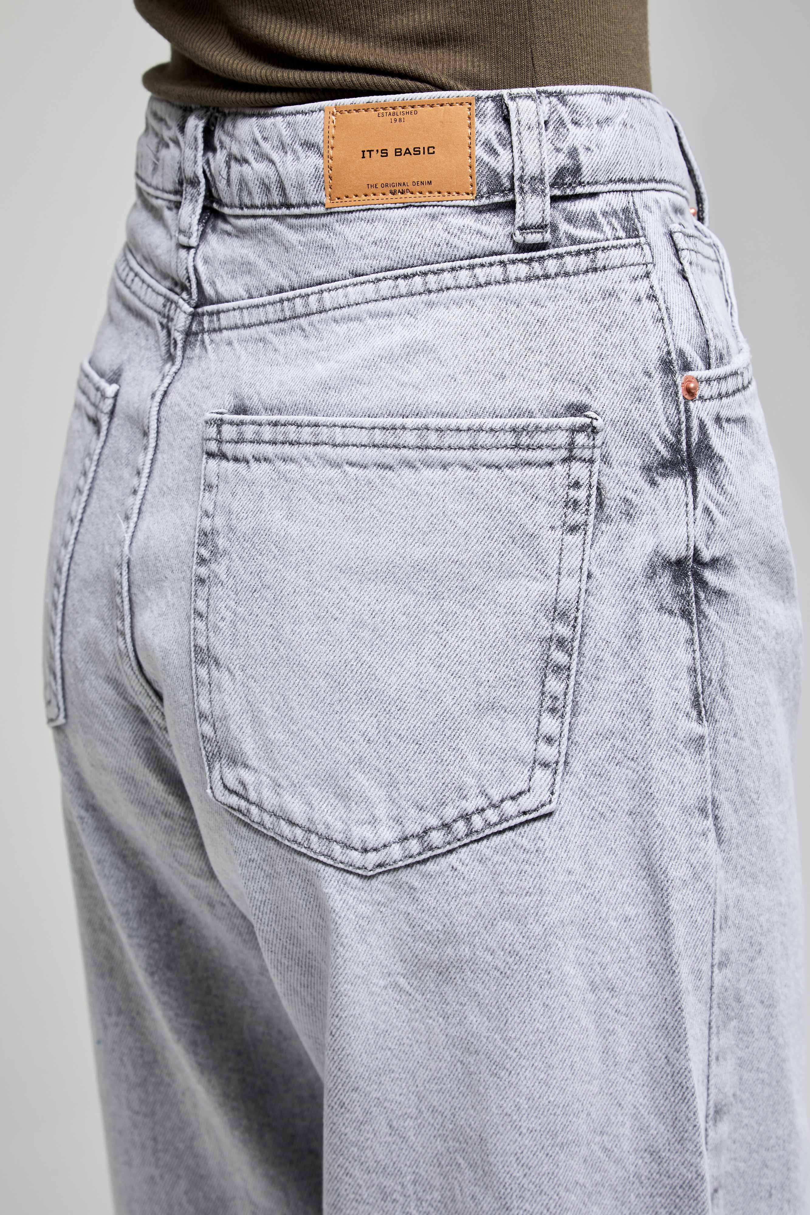 Kadın Gri Renk Doris Straight Fit %100 Koton Denim