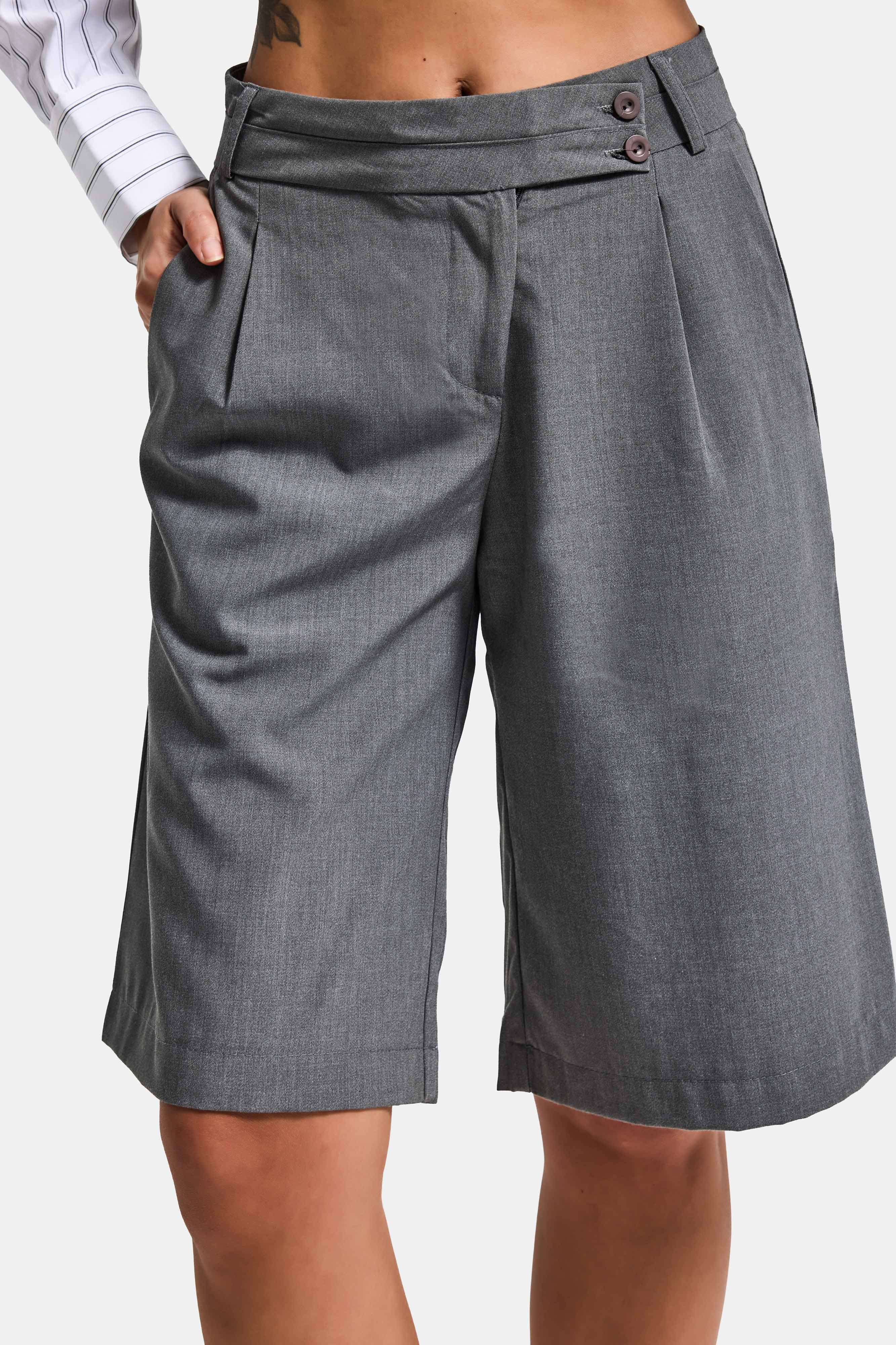 Women's Grey s6 Baggy Fit Maxi Length Bermuda Shorts