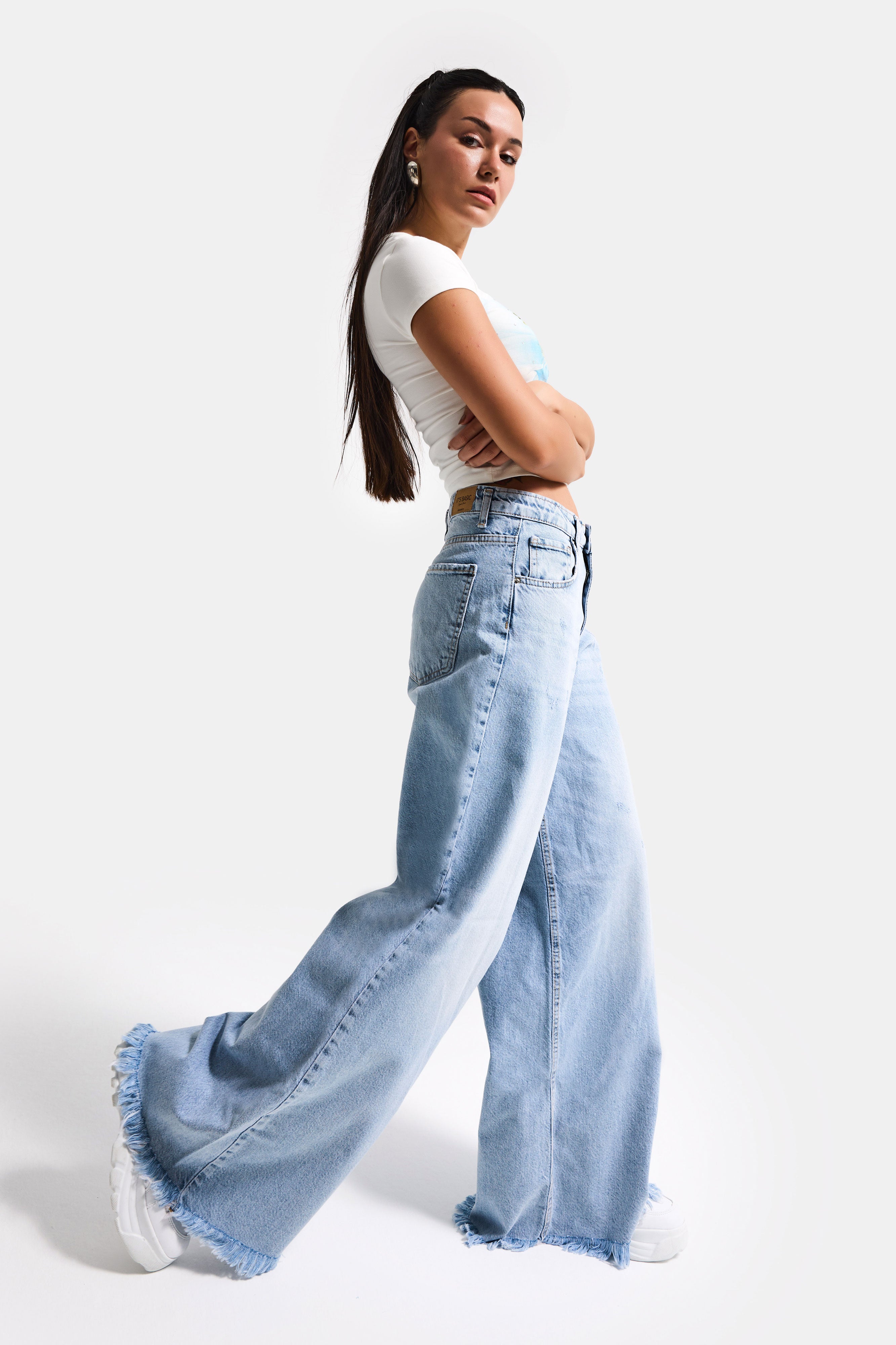 Kadın Ice 12s6-27 Palazzo Fit Bol Kesim %100 Koton Denim Jean