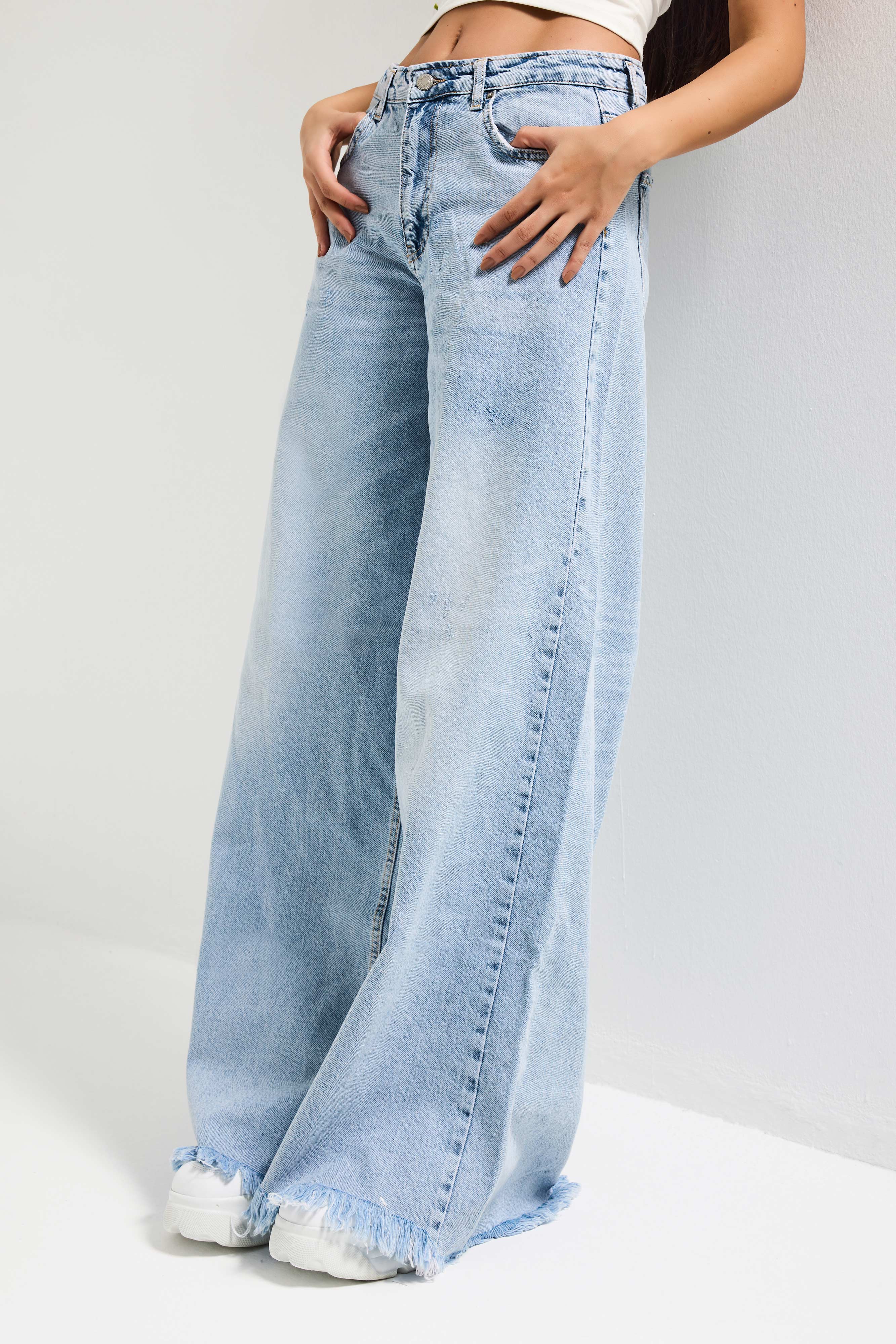 Kadın Ice 12s6-27 Palazzo Fit Bol Kesim %100 Koton Denim Jean