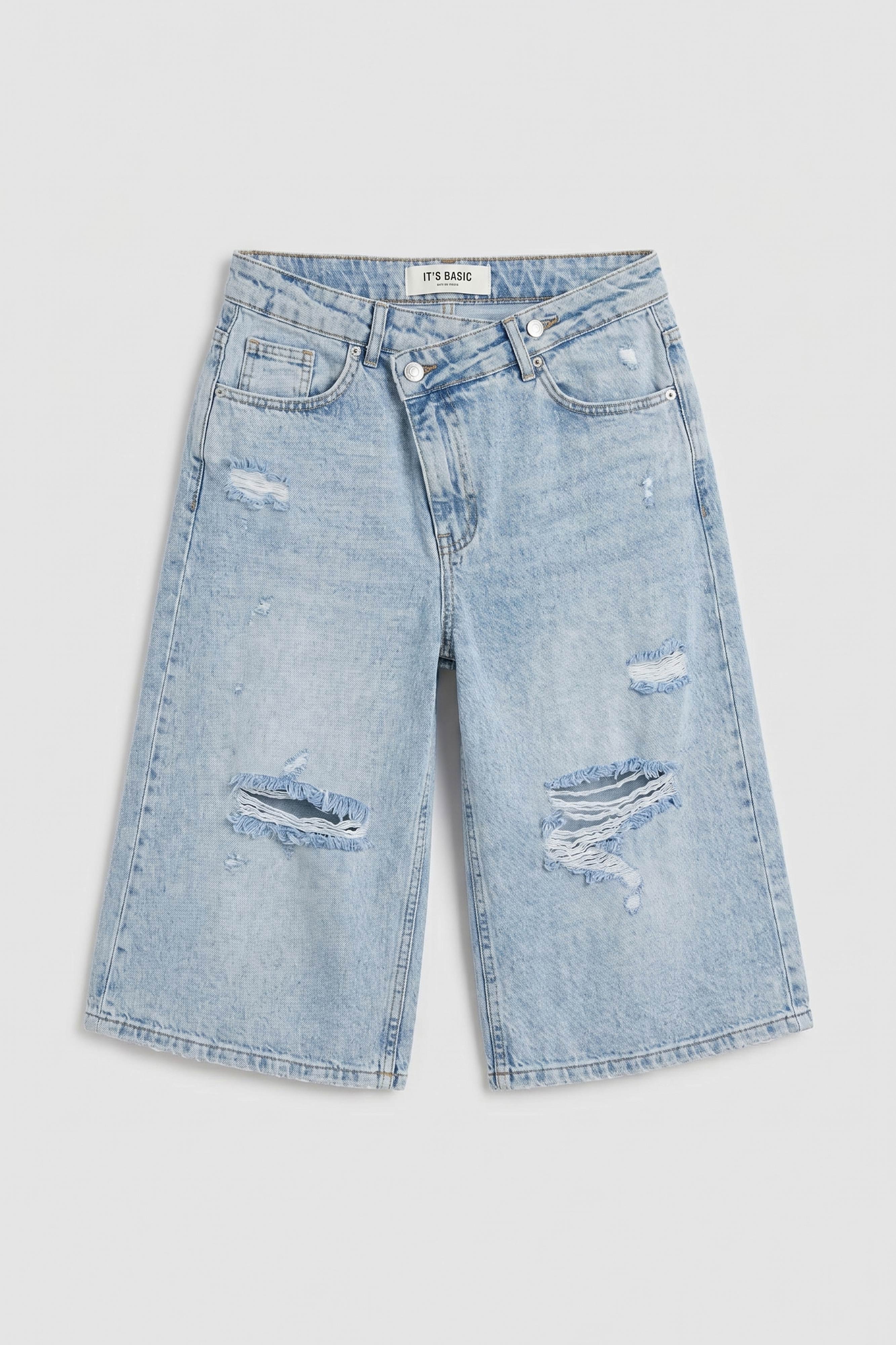 Kadın Ice 12s6-3 Kemer Detaylı Maxi Denim Bermuda Jort