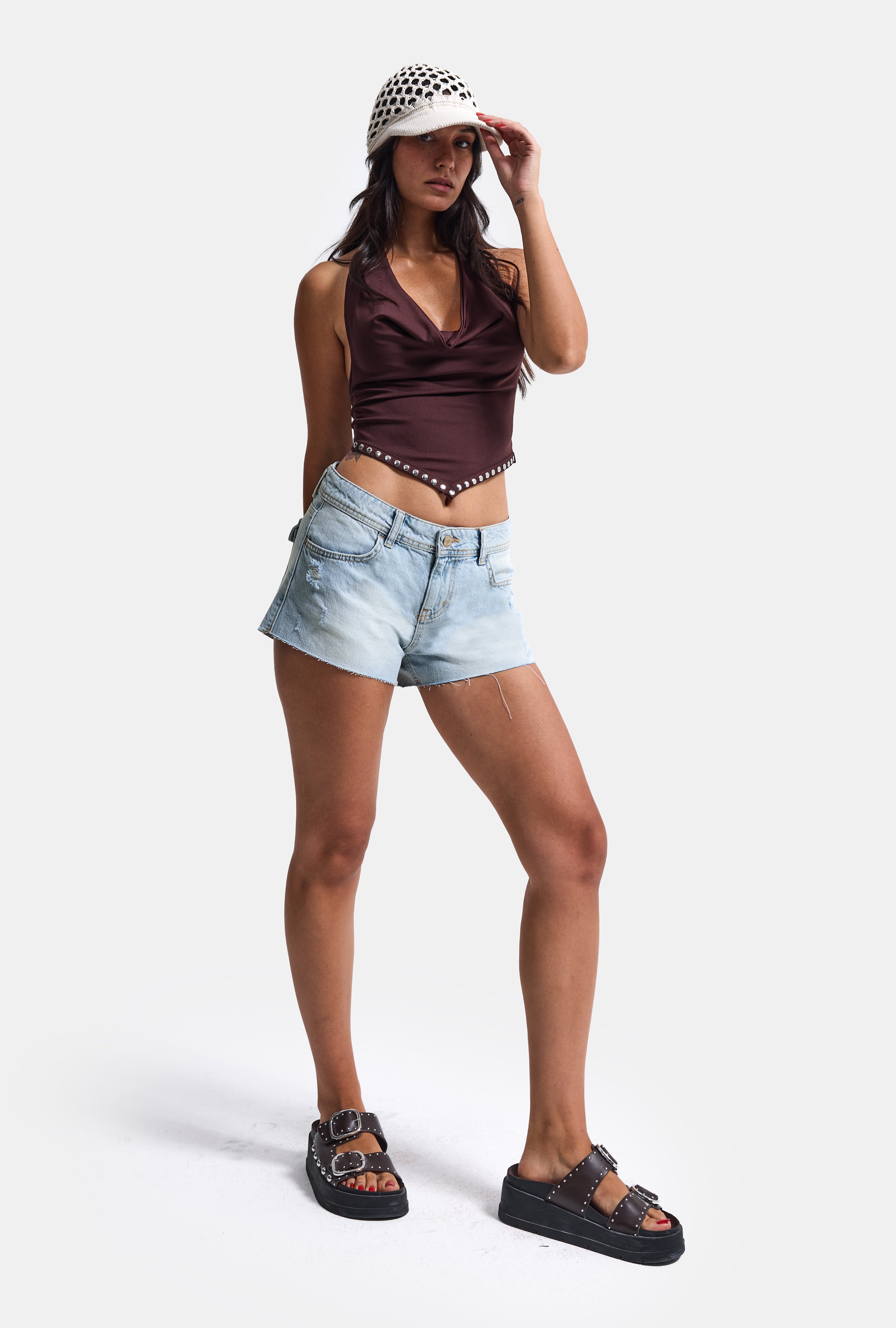 Women's Ice 12s6-3 Mini Mom 100% Cotton Denim Shorts with Back Pockets
