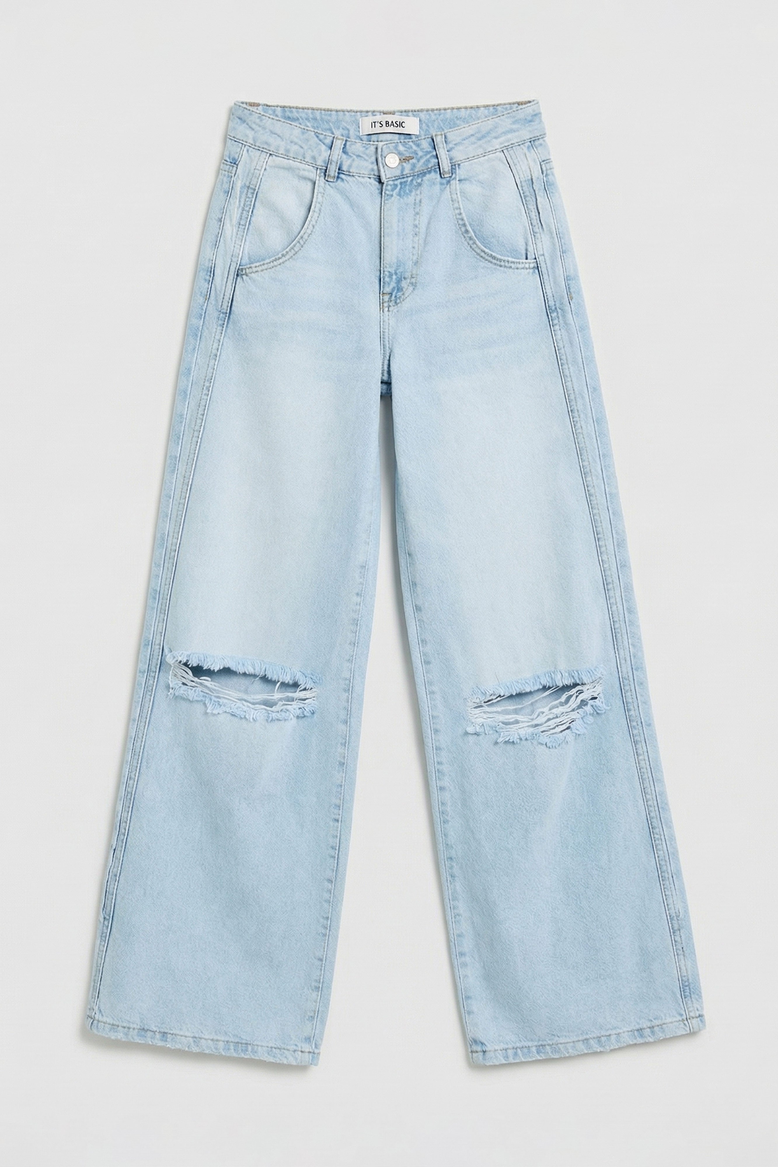 Kadın Ice 12s6-3 Palazzo Fit Yırtık Detaylı Tasarım Denim Jean