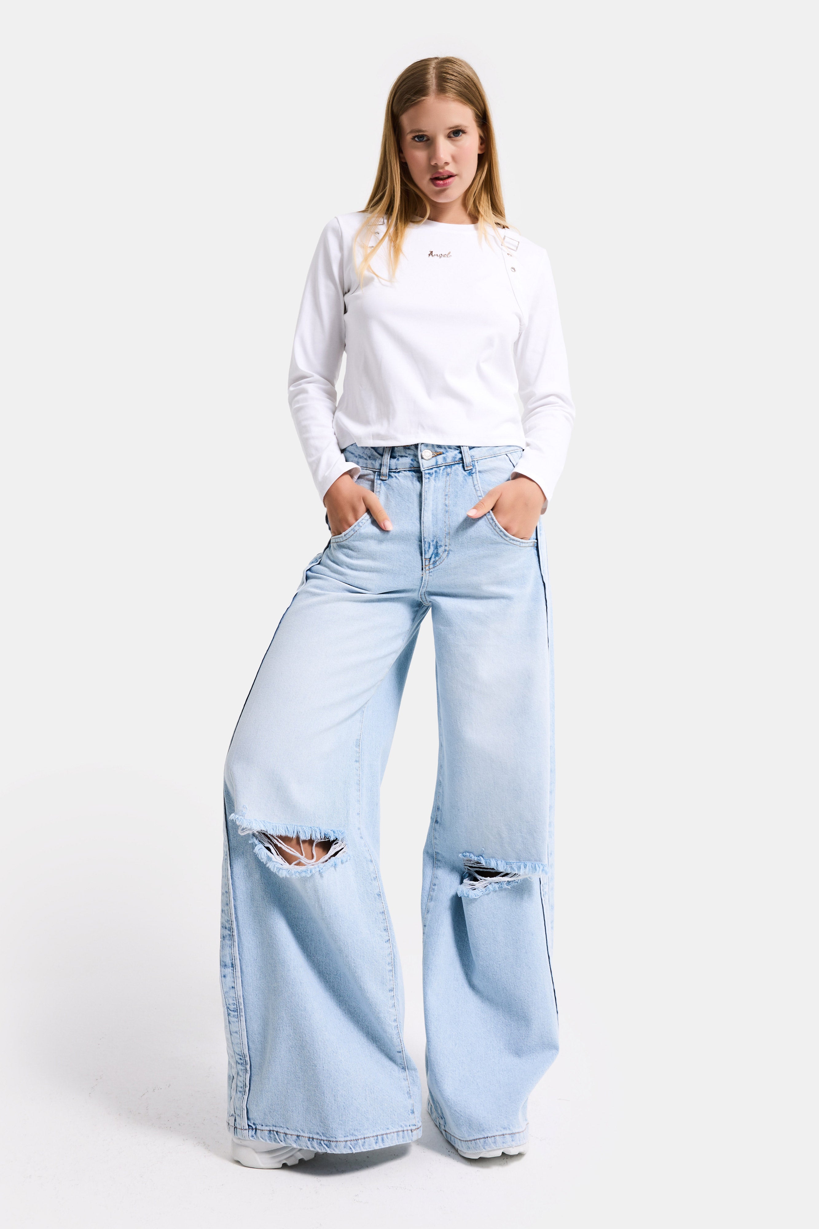 Kadın Ice 12s6-3 Palazzo Fit Yırtık Detaylı Tasarım Denim Jean