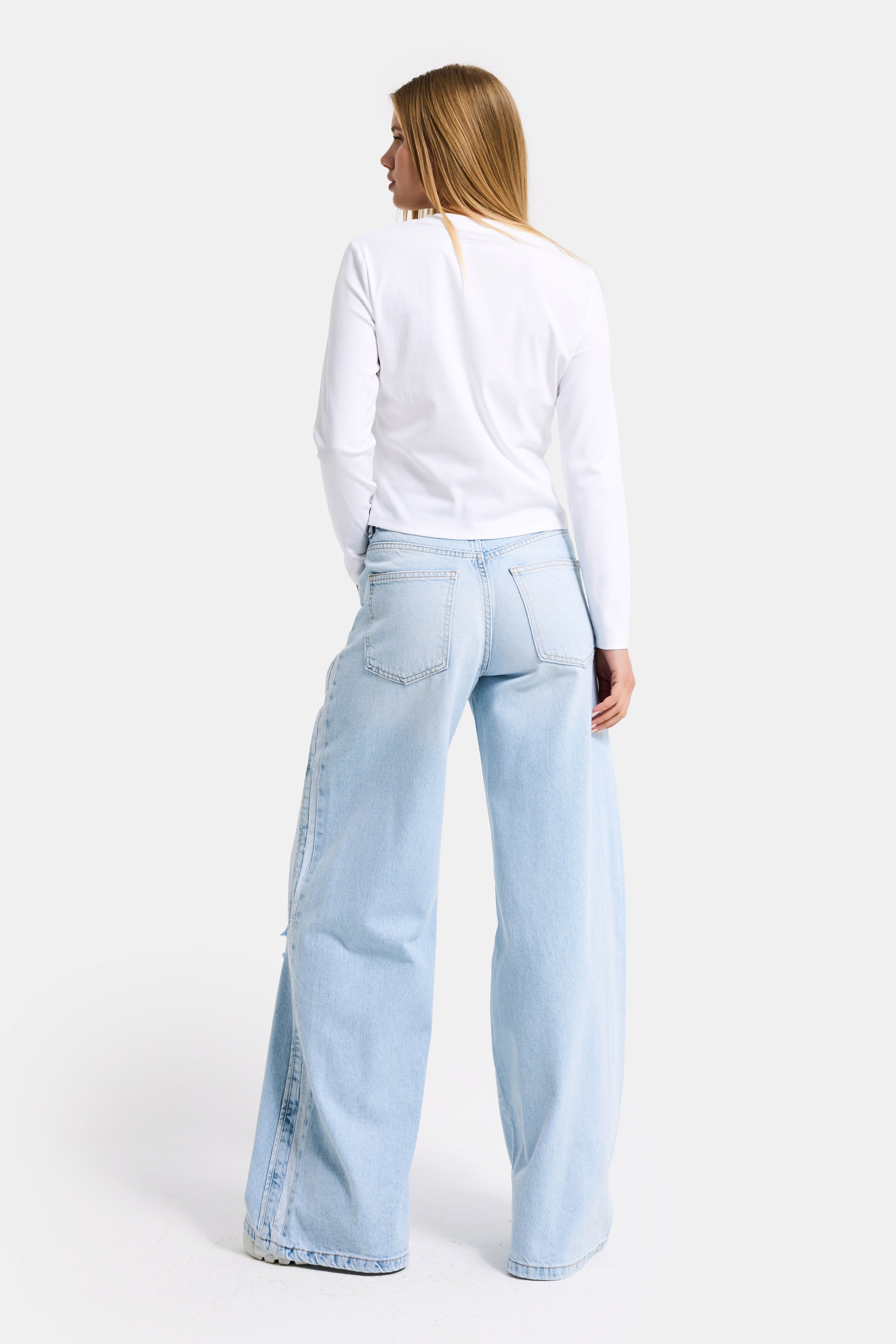 Kadın Ice 12s6-3 Palazzo Fit Yırtık Detaylı Tasarım Denim Jean