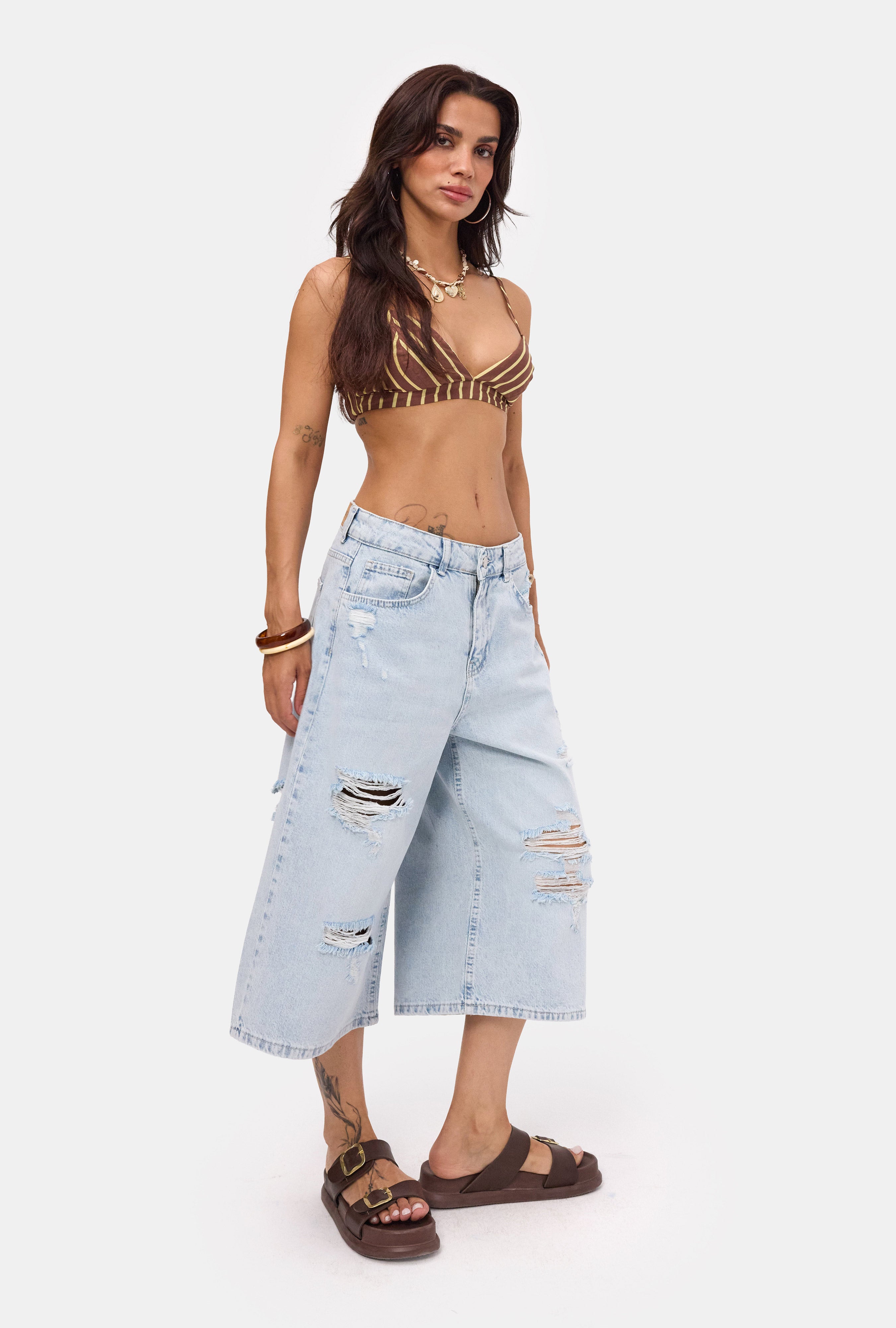 Kadın Ice 12s6-3 Süper Baggy Fit Bermuda Denim Jort