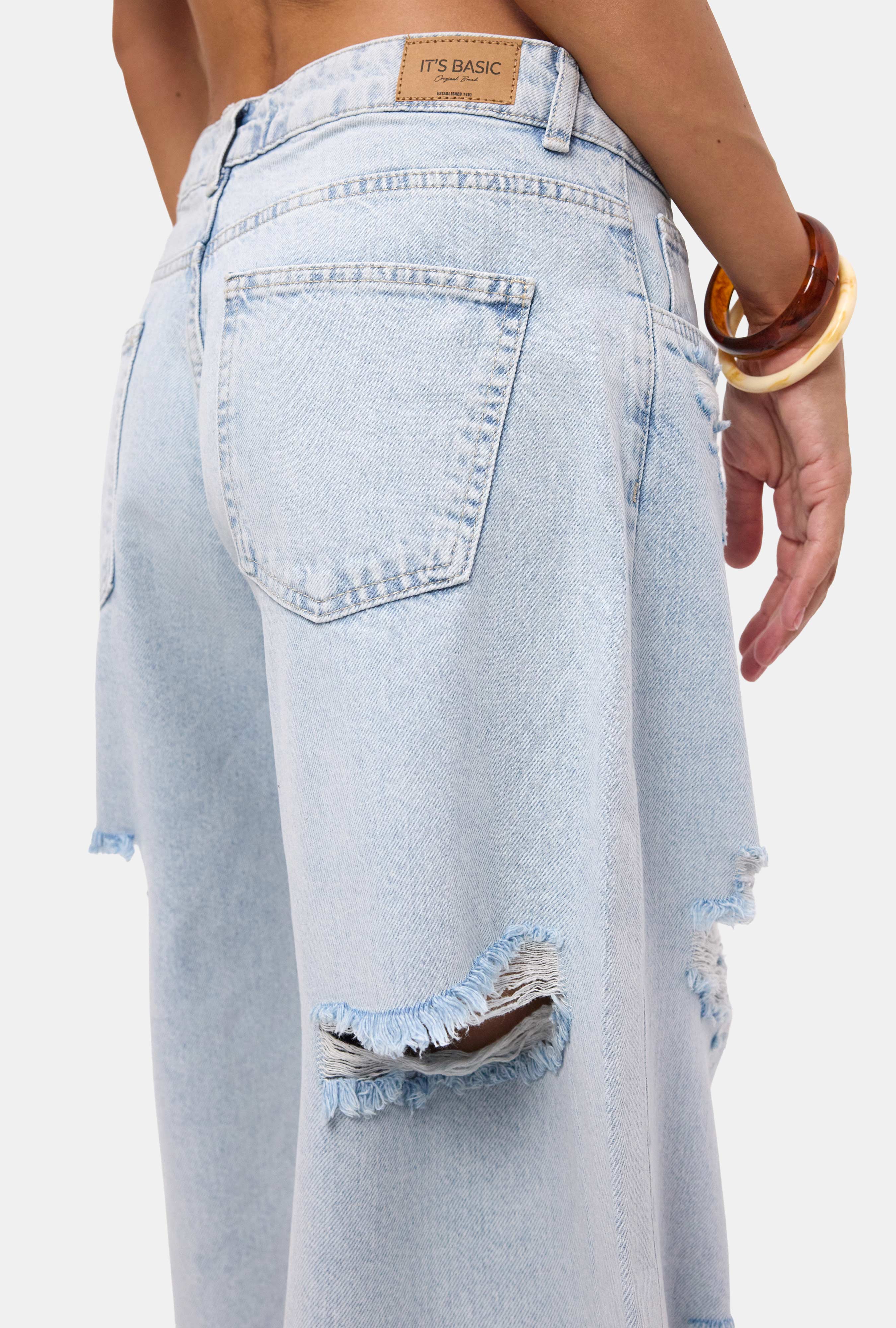 Kadın Ice 12s6-3 Süper Baggy Fit Bermuda Denim Jort