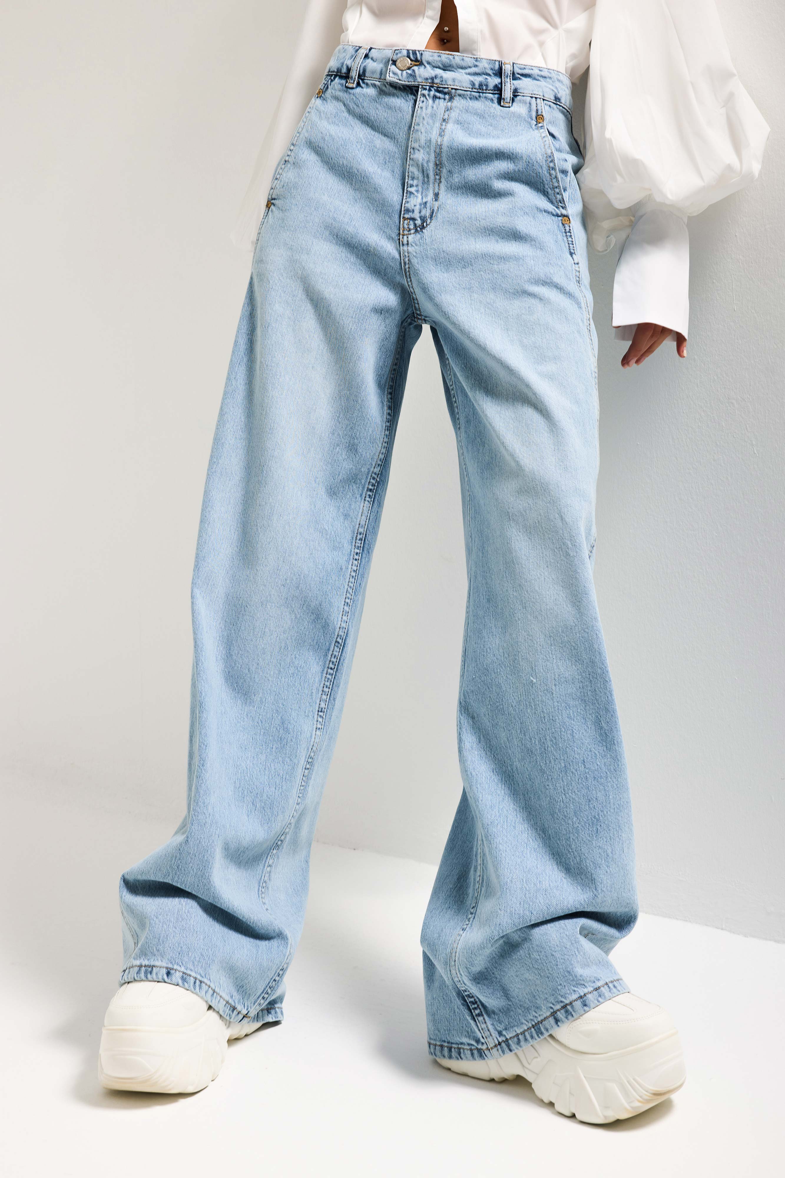 Kadın Ice 4s6-3 Barrel Yüksek Bel Fit Süper Bol Kesim Kemer Detaylı Tasarım Denim Jean