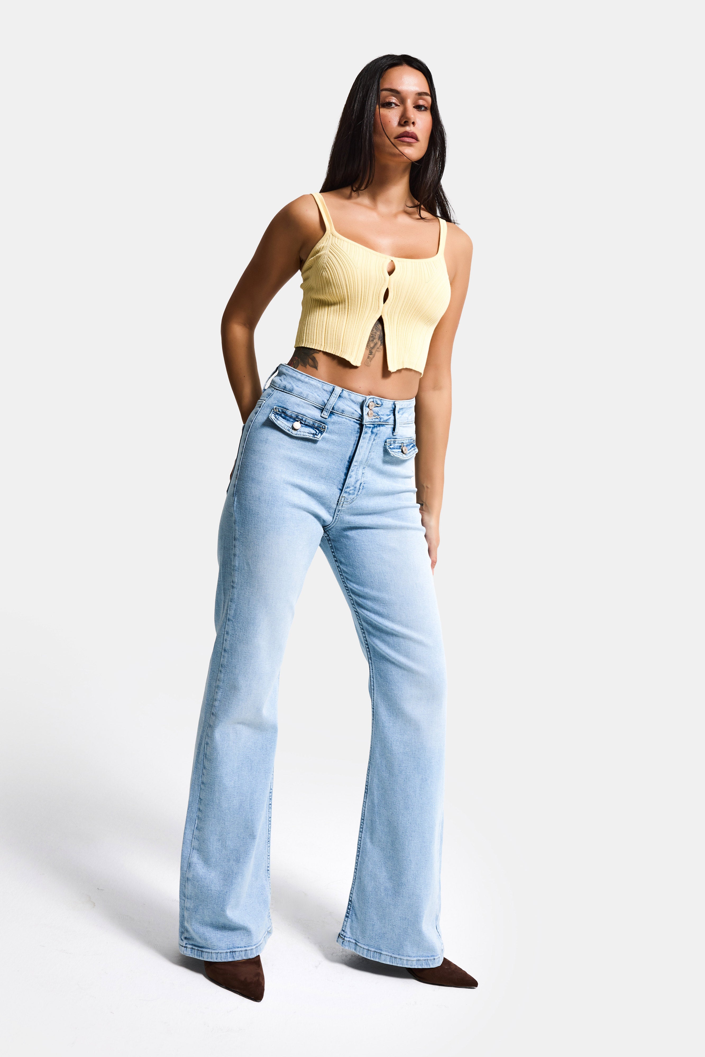 Kadın Ice 4s6-3 Flare Fit High Waist Esnek Kumaş Denim Jean