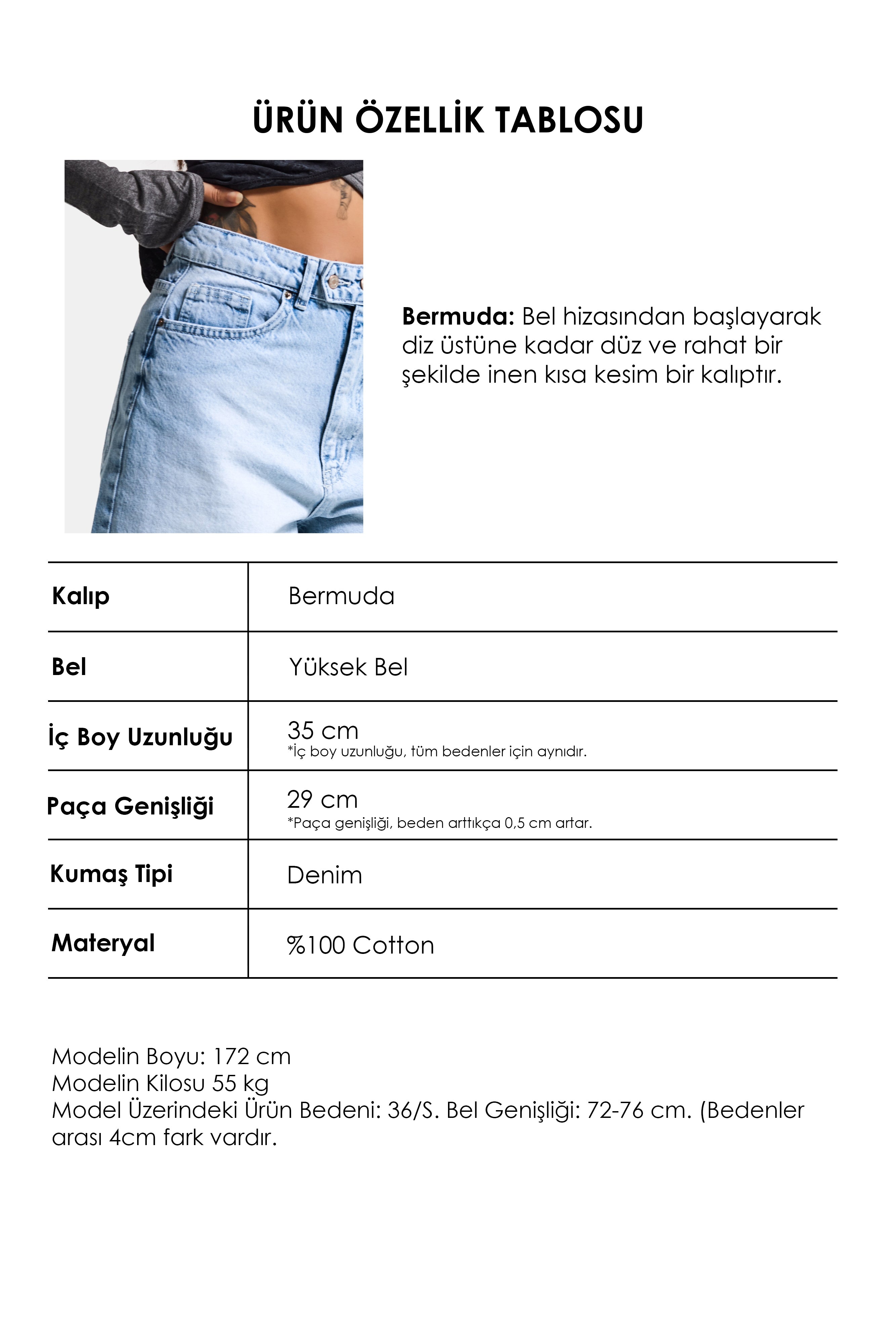Kadın Ice 4s6-3 Maxi Boy Bermuda Kemer Detaylı Denim Şort