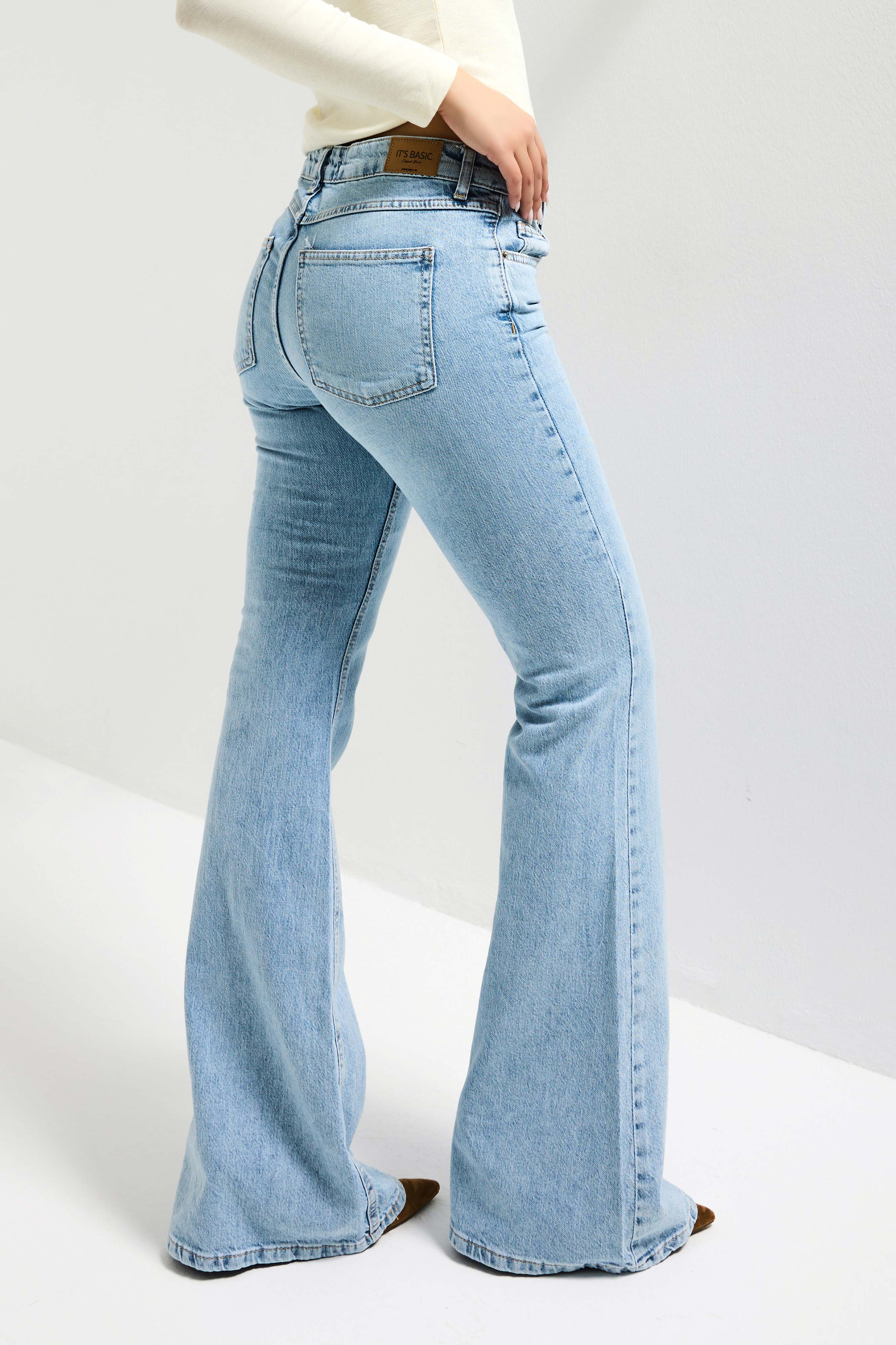 Kadın Ice 4s6-3 Mid Rise Flare Fit Esnek Kumaş Denim Jean