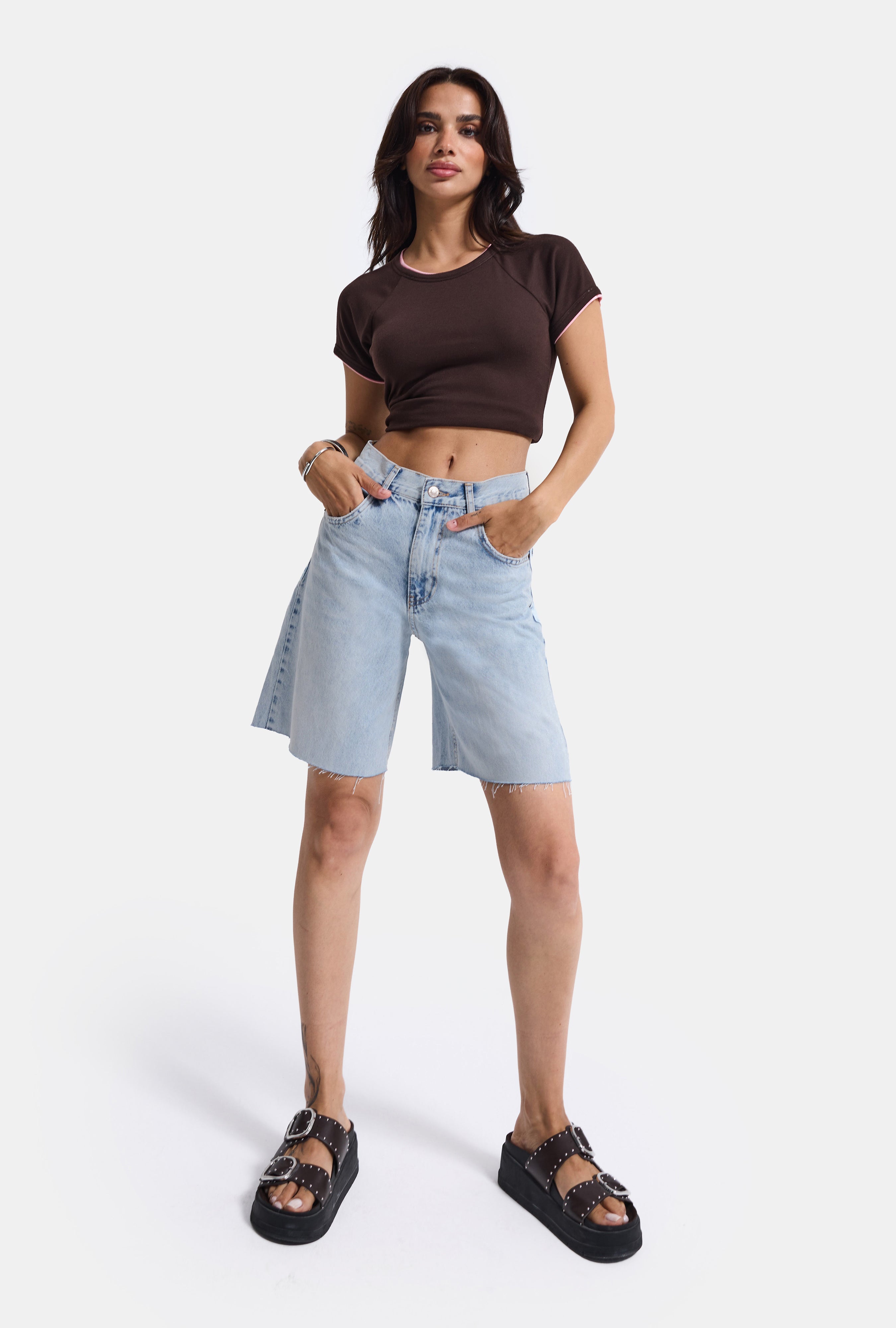 Kadın Ice 4s6-3 Midi Boy %100 Koton Relax Fit Denim Şort