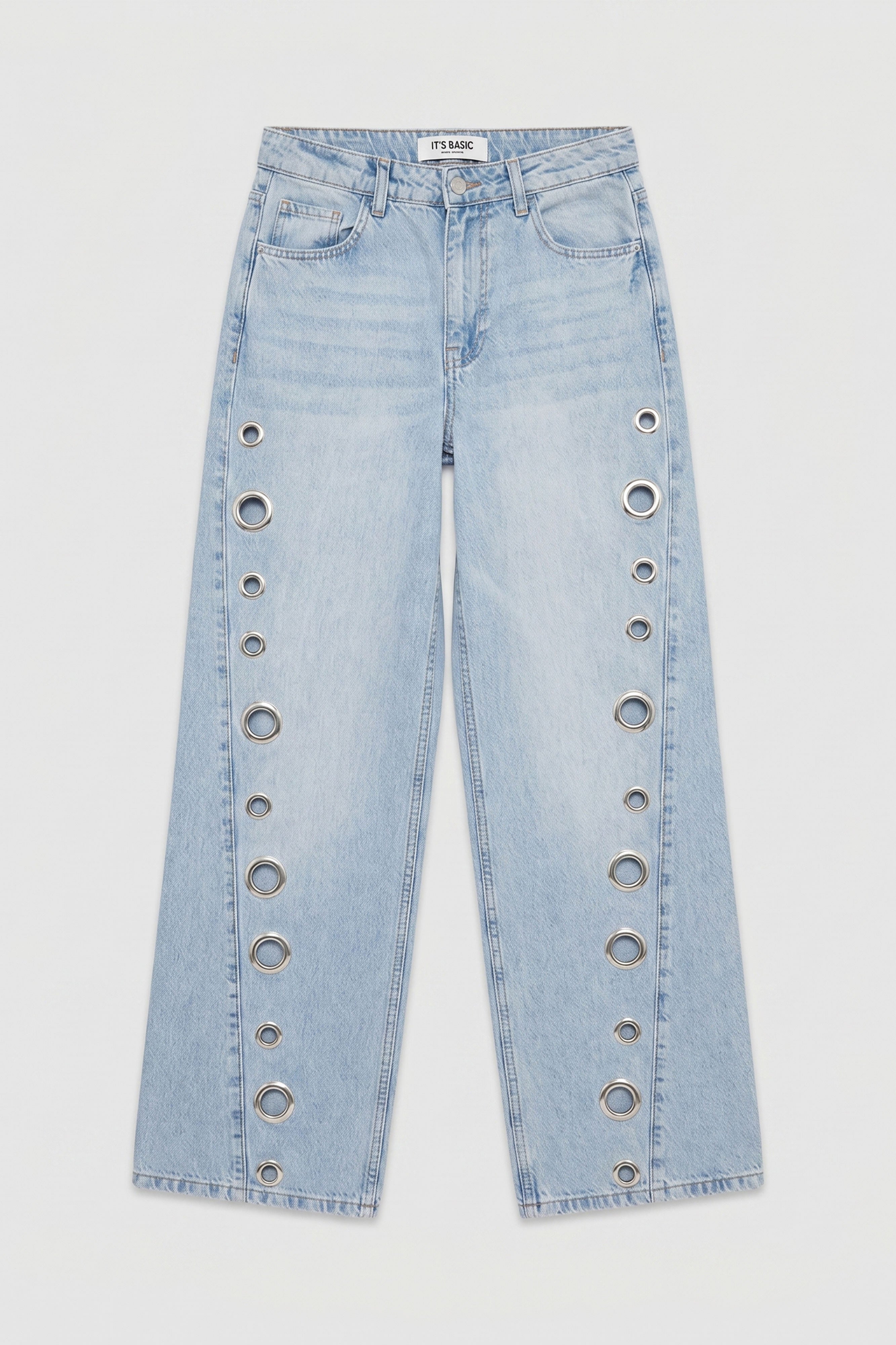 Kadın Ice 4s6-3 Palazzo Fit Kuş Gözü Detaylı Tasarım Denim Jean