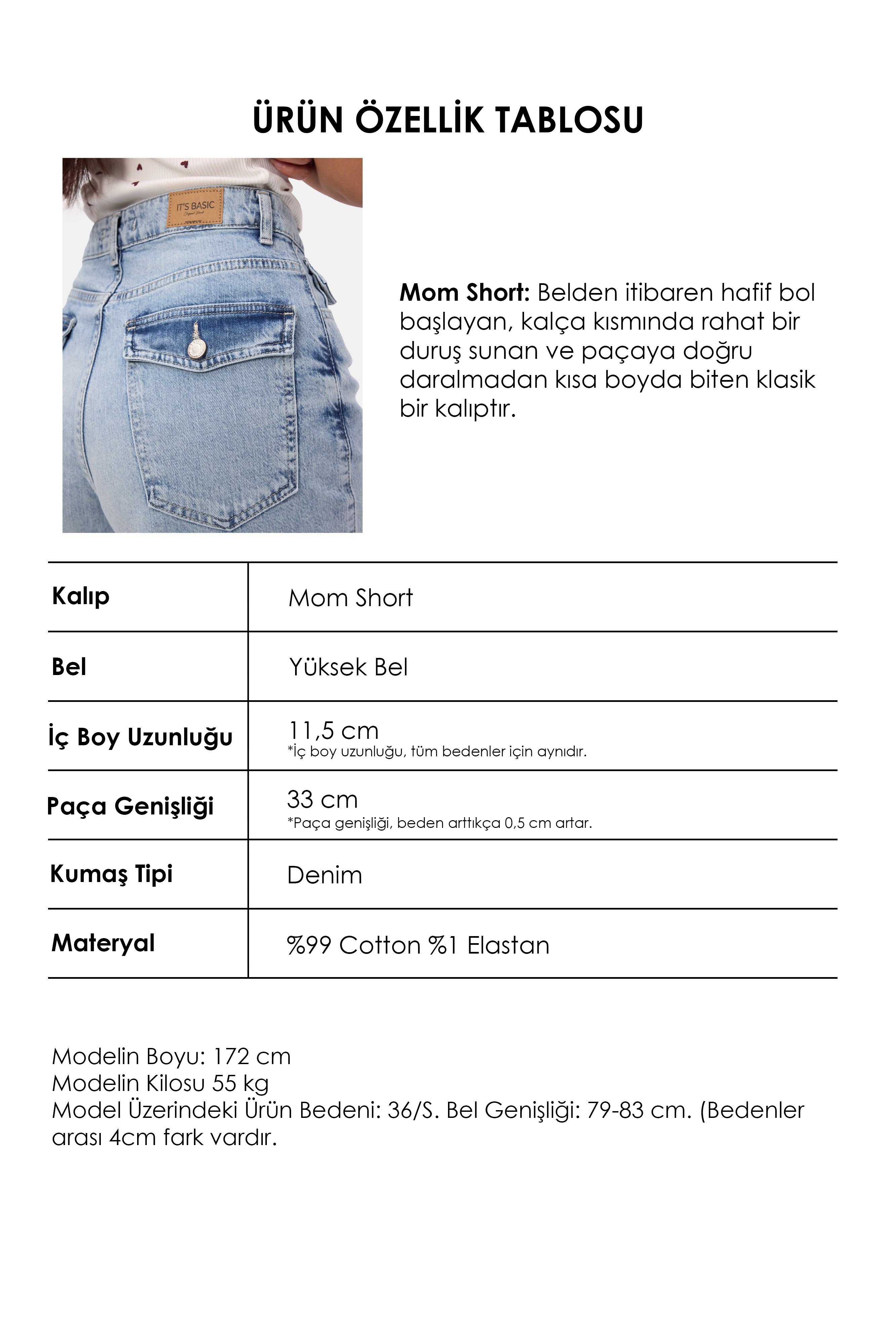 Kadın Ice 4s6-3 Relax Fit Midi Boy Esnek Kumaş Denim Şort