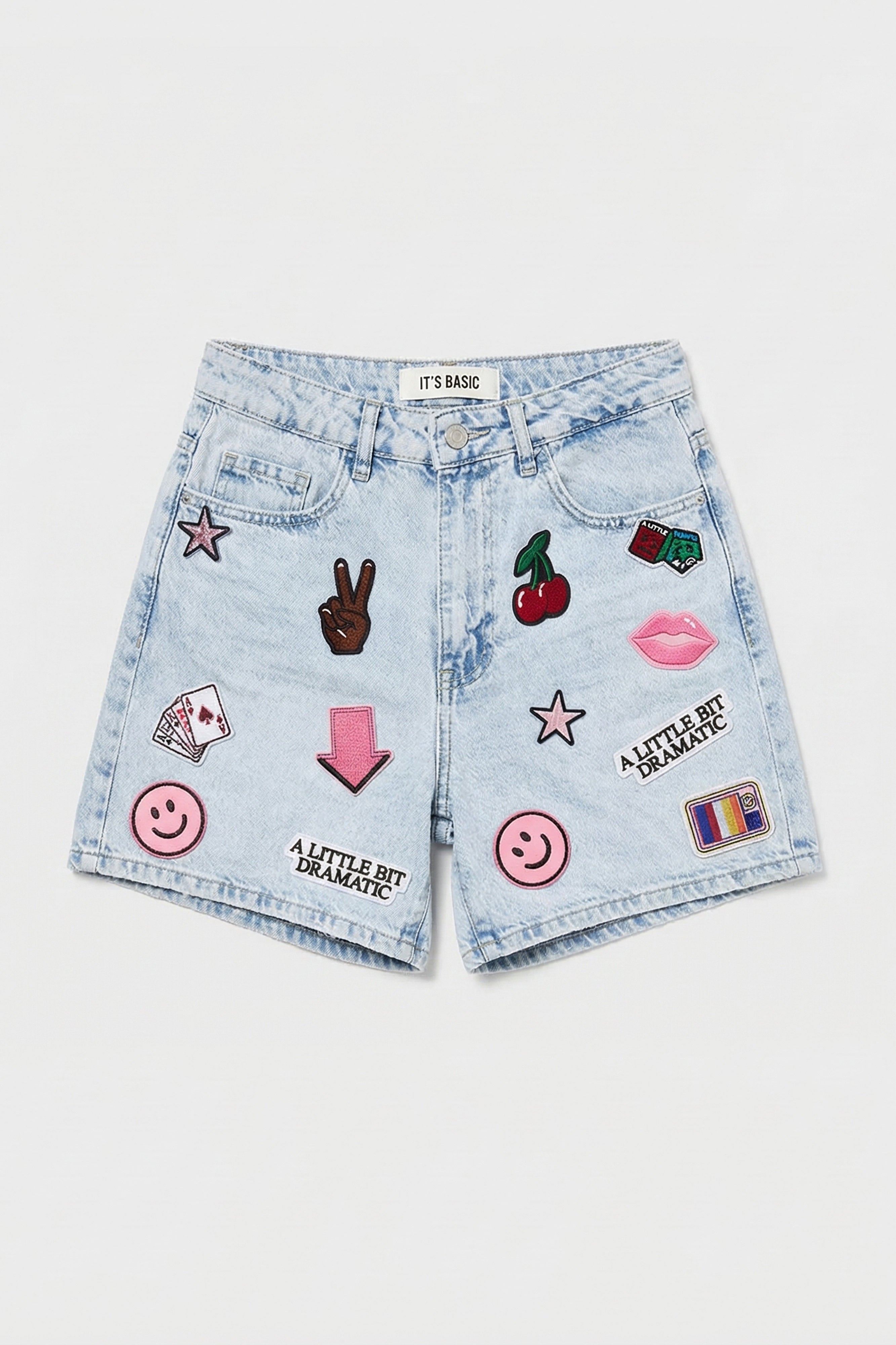 Women's Ice 4s6-3 Relax Mom Fit Denim Shorts with Embroidery Detail, Special Design