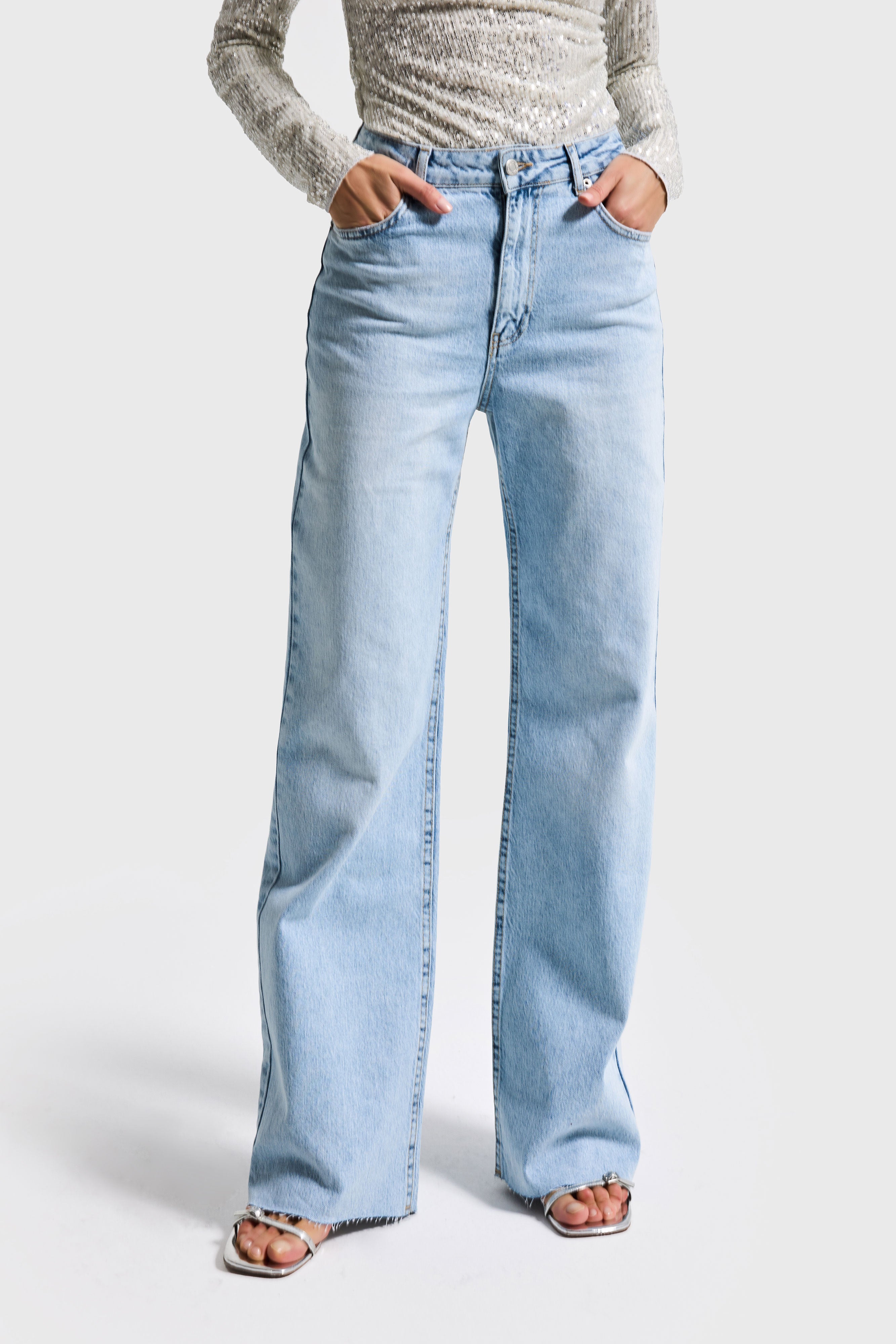 Kadın Ice 4s6-3 Straight Fit Yüksek Bel Elastan Kumaş Paça Dikişsiz Denim Jean