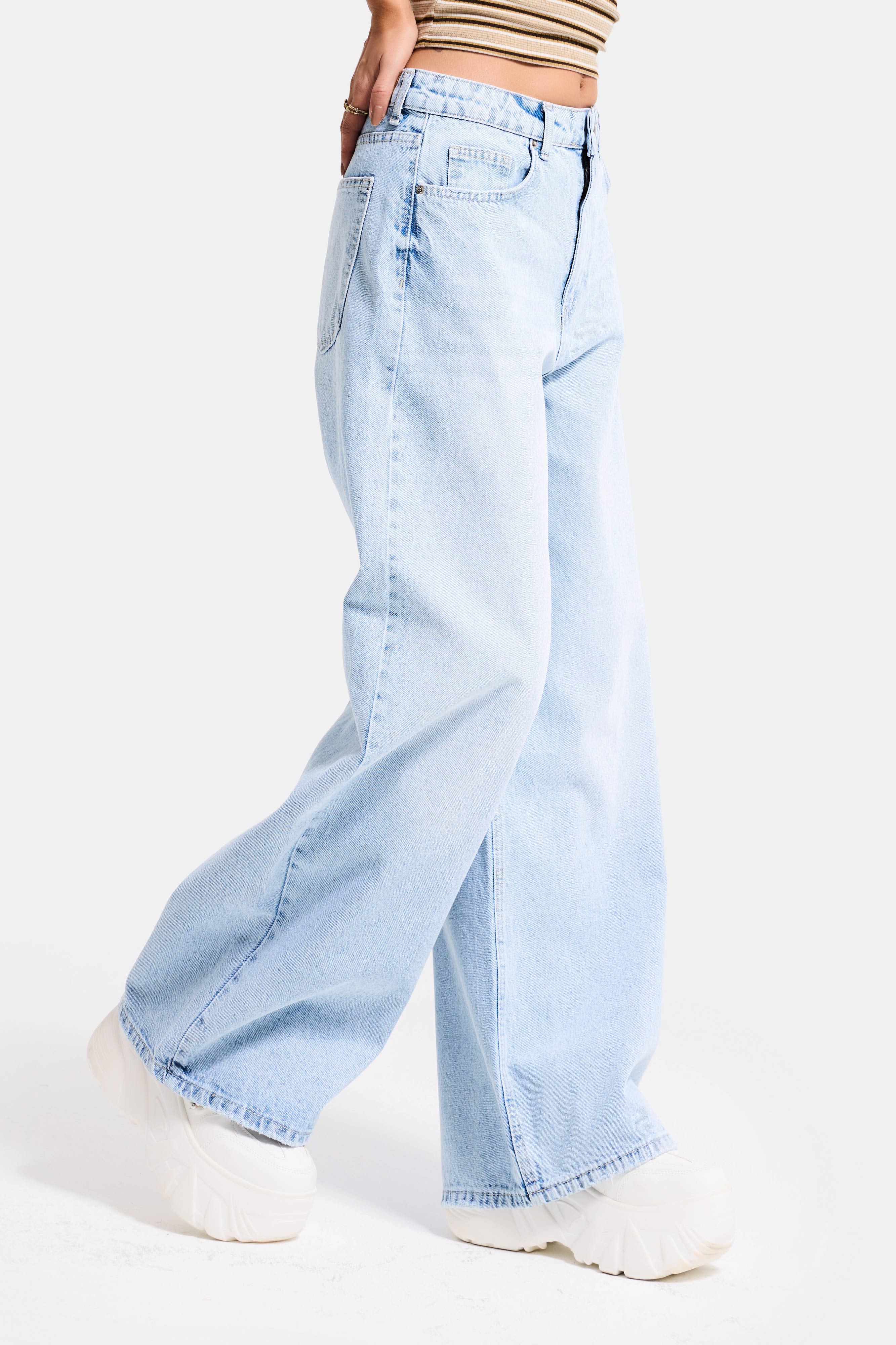 Kadın Ice 4s6-3 Süper Baggy Fit Bol Kesim Orta Bel Denim Jean