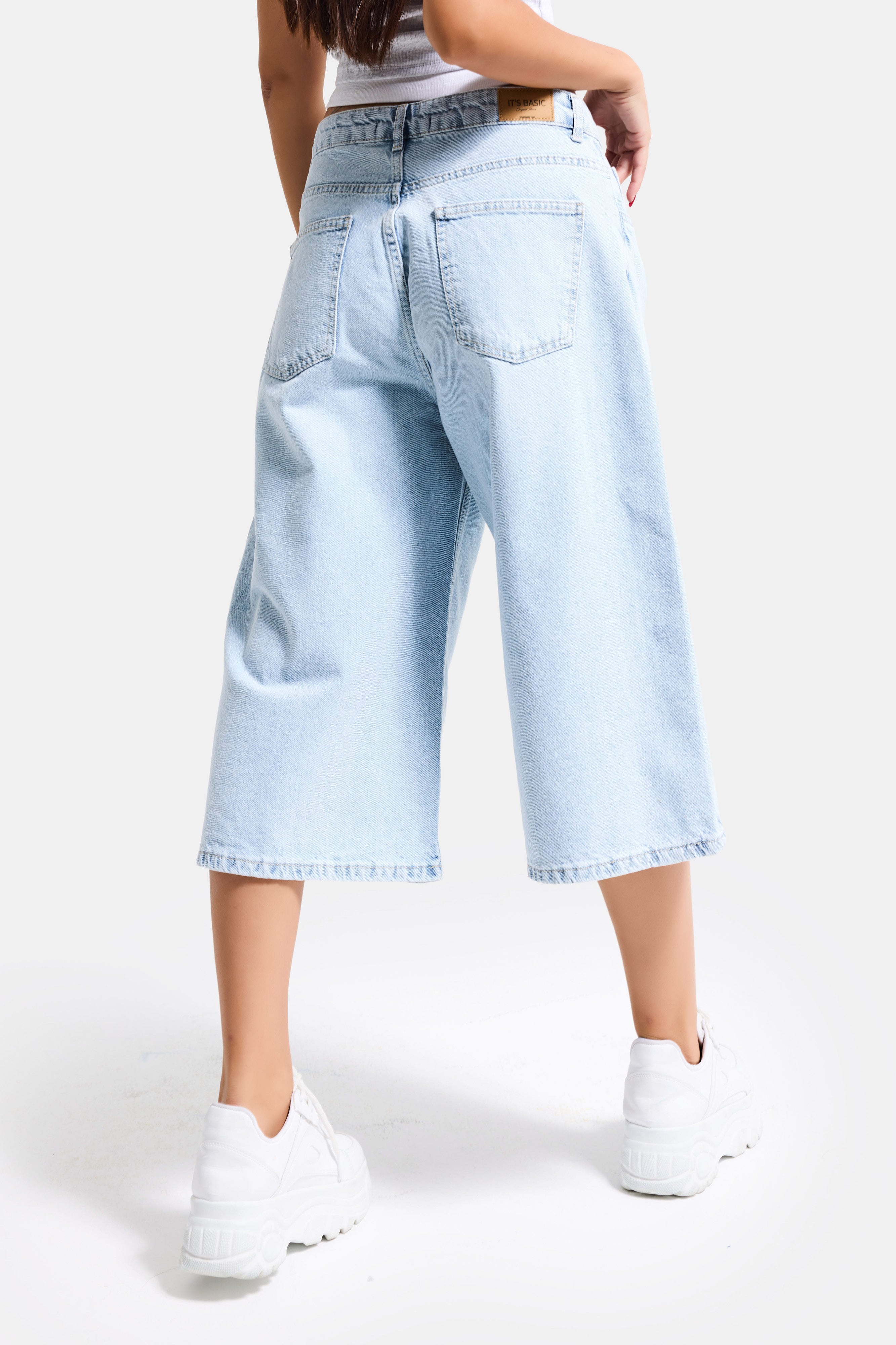 Kadın Ice 4s6-3 Süper Baggy Fit Maxi Boy Bermuda Denim Şort