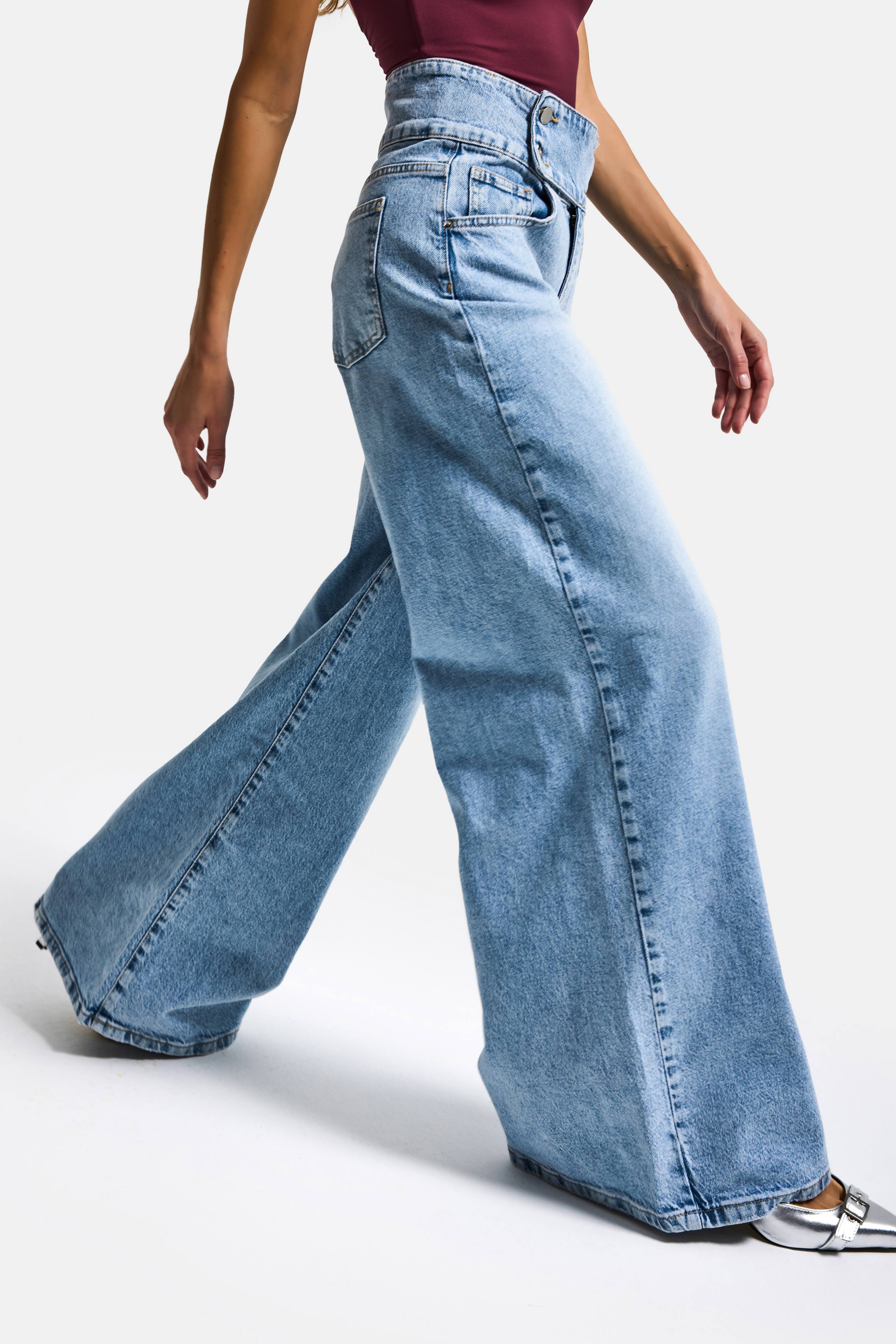 Kadın Ice 4s6-3 Süper Palazzo Kemer Detaylı Komfort Kumaş Denim Jean