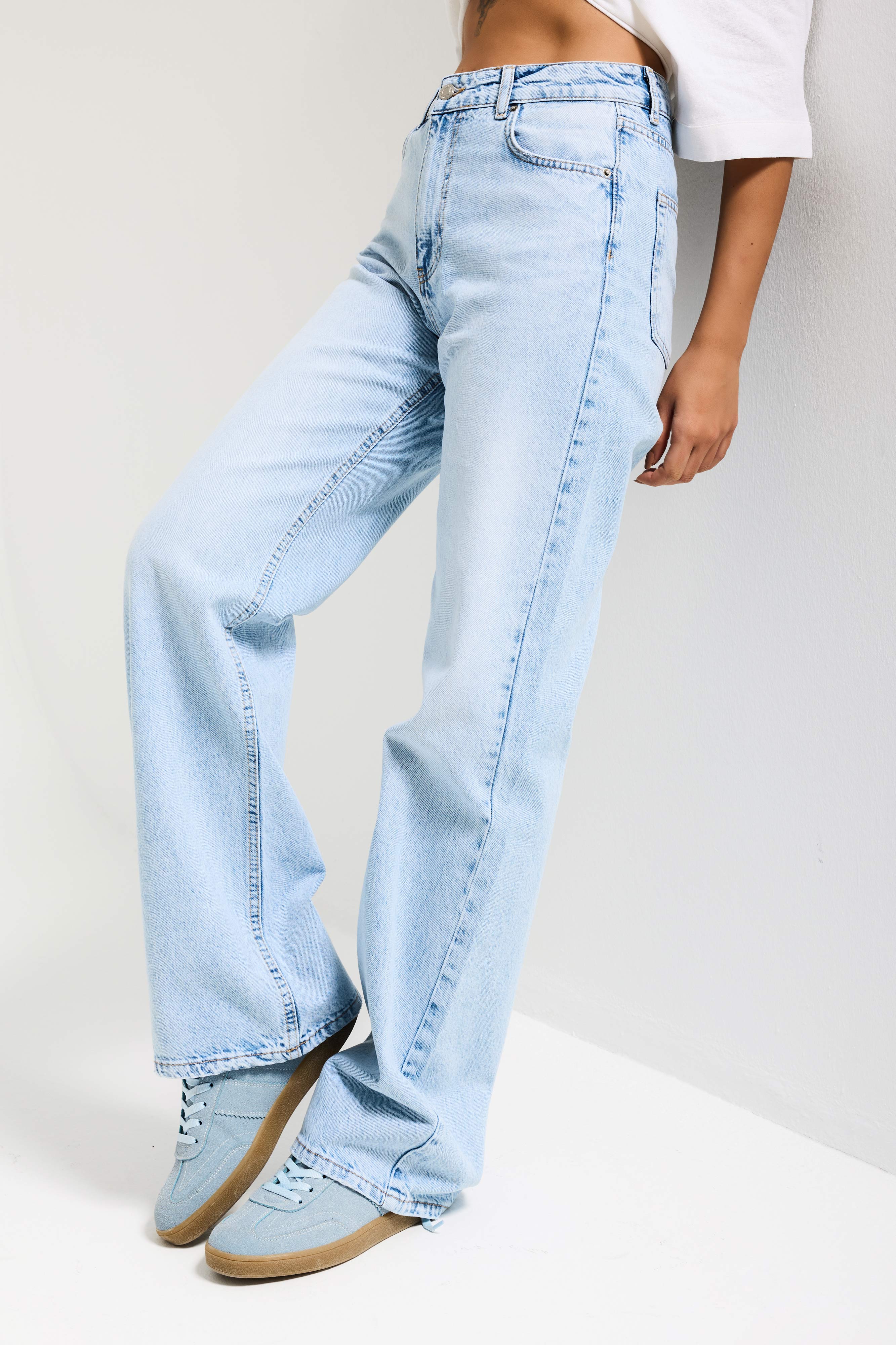 Kadın Ice Doris 4s6-3 Straight Fiy Yüksek Bel %100 Koton Denim Jean