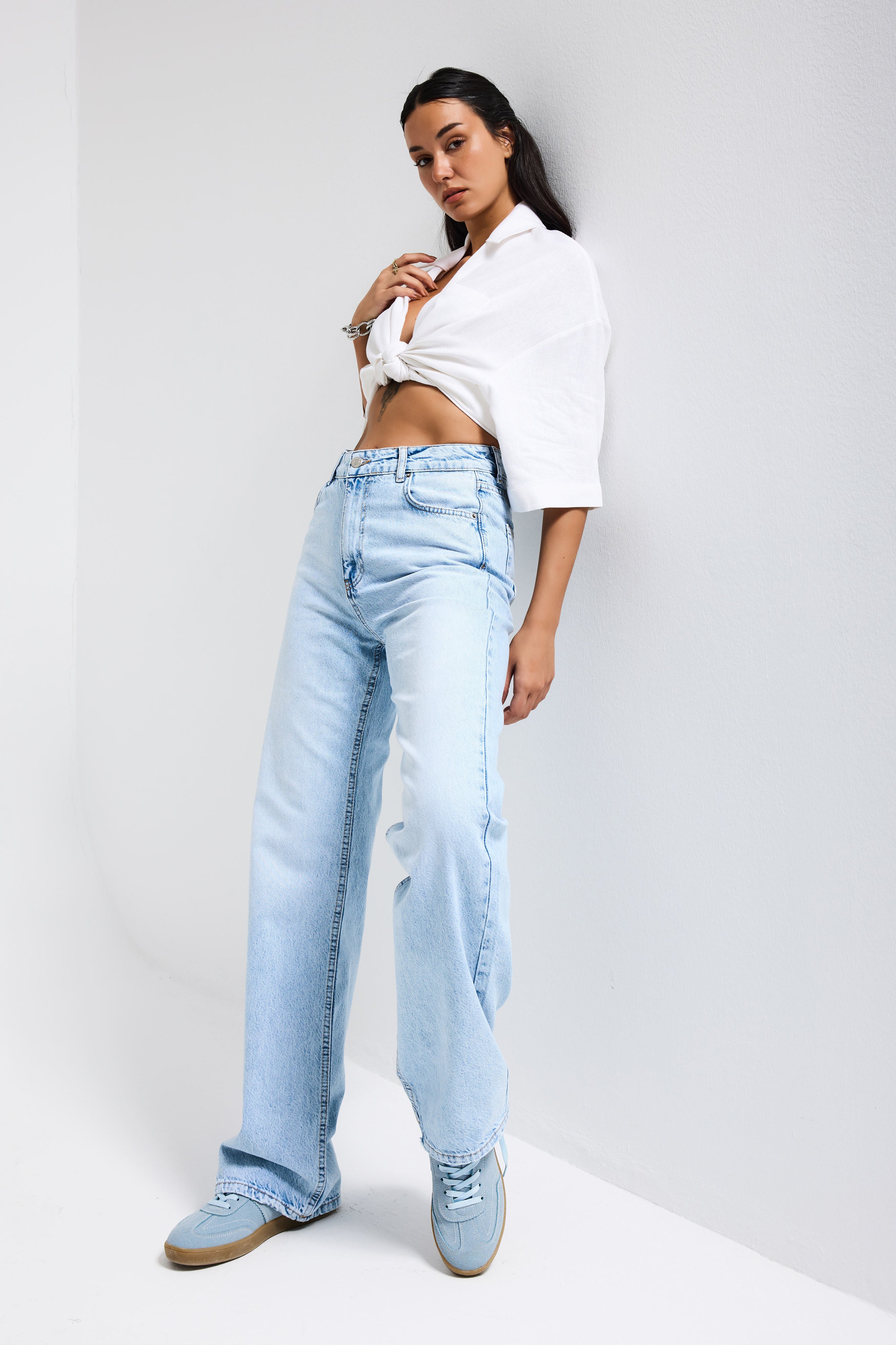 Kadın Ice Doris 4s6-3 Straight Fiy Yüksek Bel %100 Koton Denim Jean