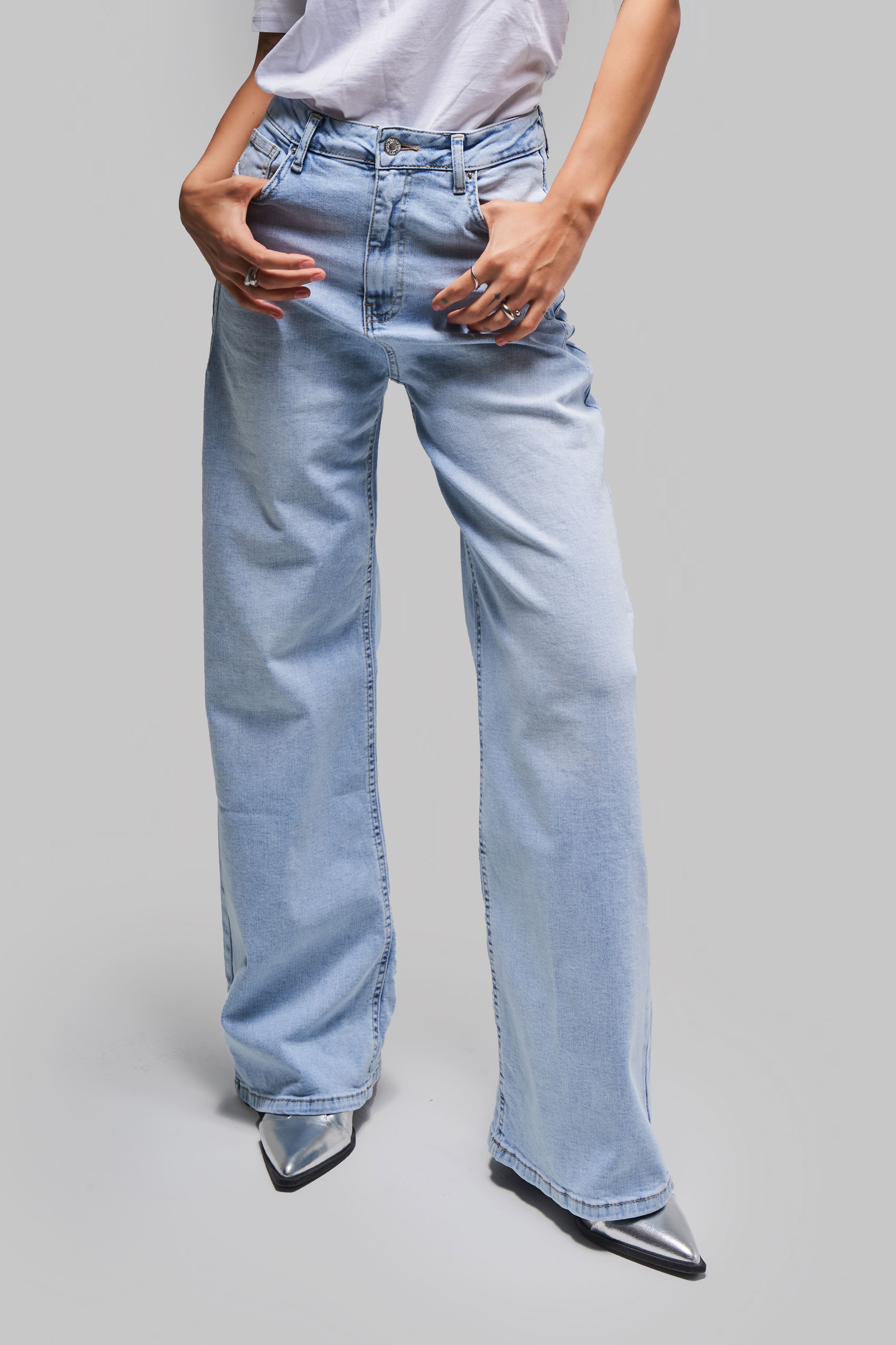 Kadın Ice Kot Rengi 4s5-3 Likralı Esnek Kumaş Büyük Beden Denim Jean