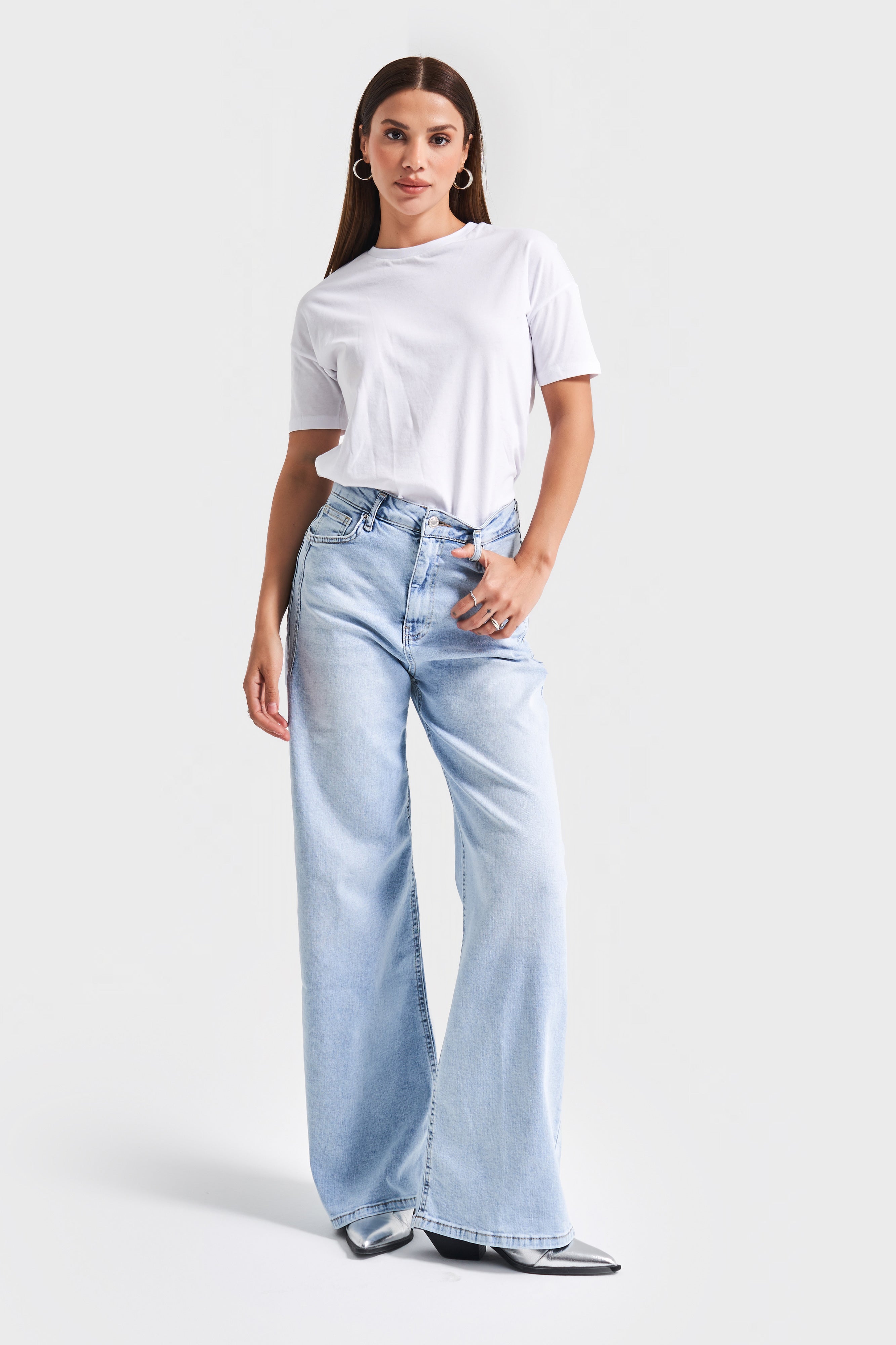 Kadın Ice Kot Rengi 4s5-3 Likralı Esnek Kumaş Büyük Beden Denim Jean
