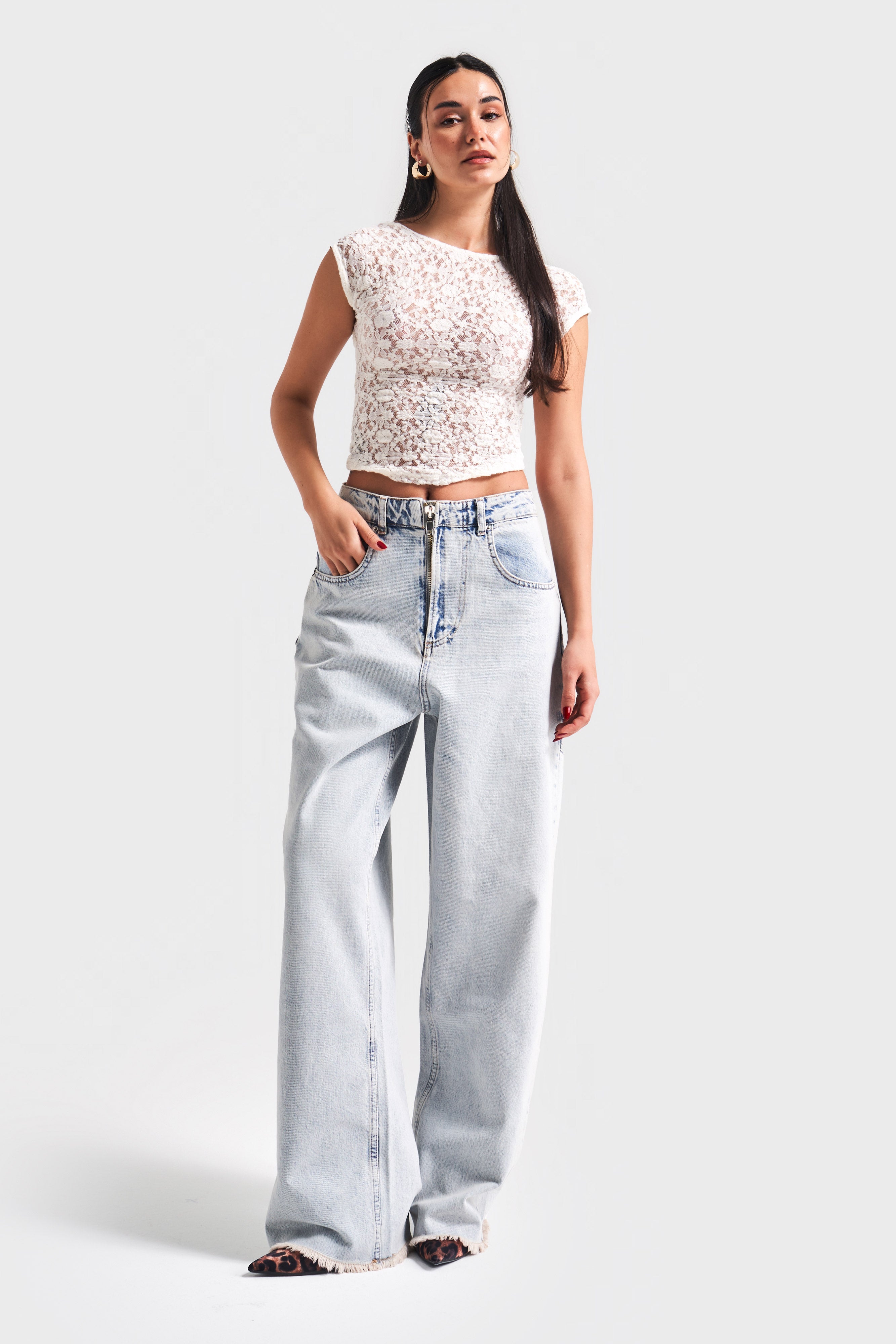 Женские джинсы Ice Jeans, цвет 4s5-75, свободный крой, 100% хлопок, с молнией, детализацией