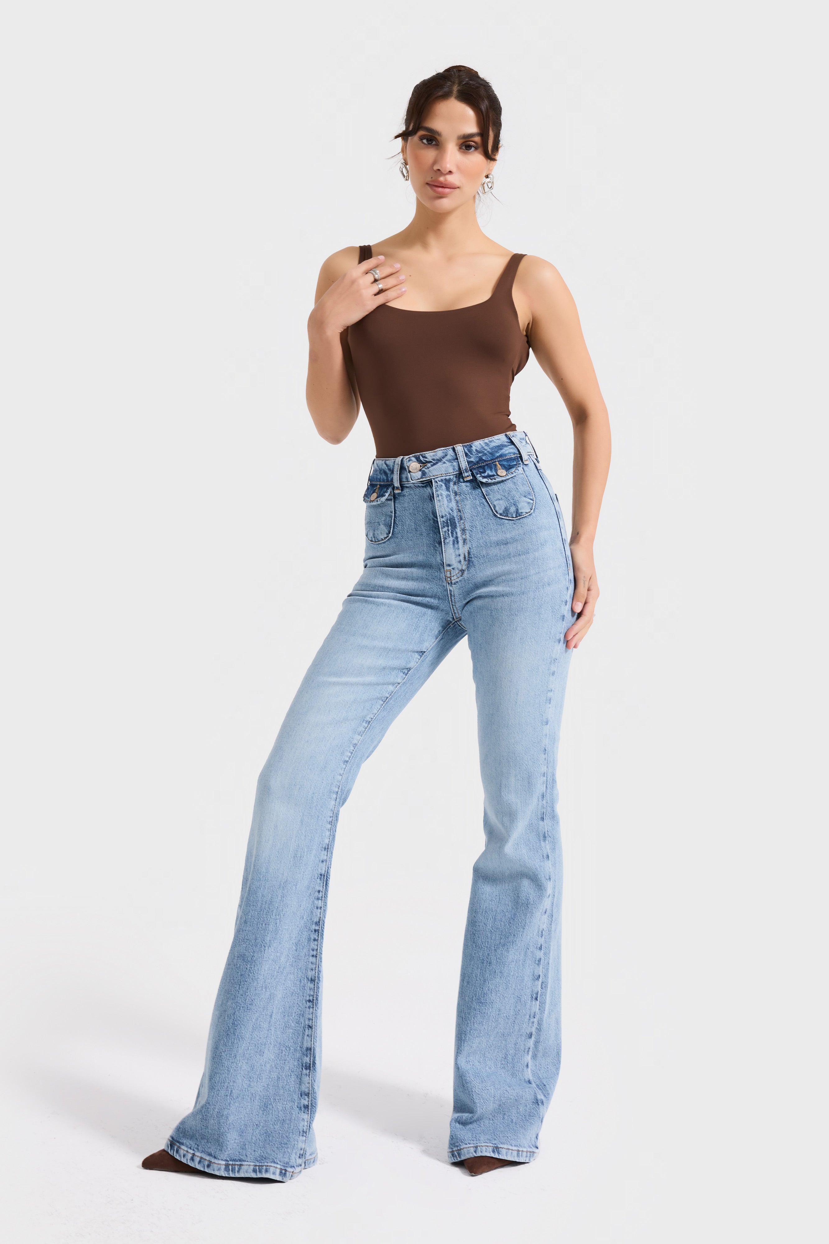 Kadın Ice Kot Rengi 4s6-3 Flare Fit Viskon Elastan Kumaş Denim Jean