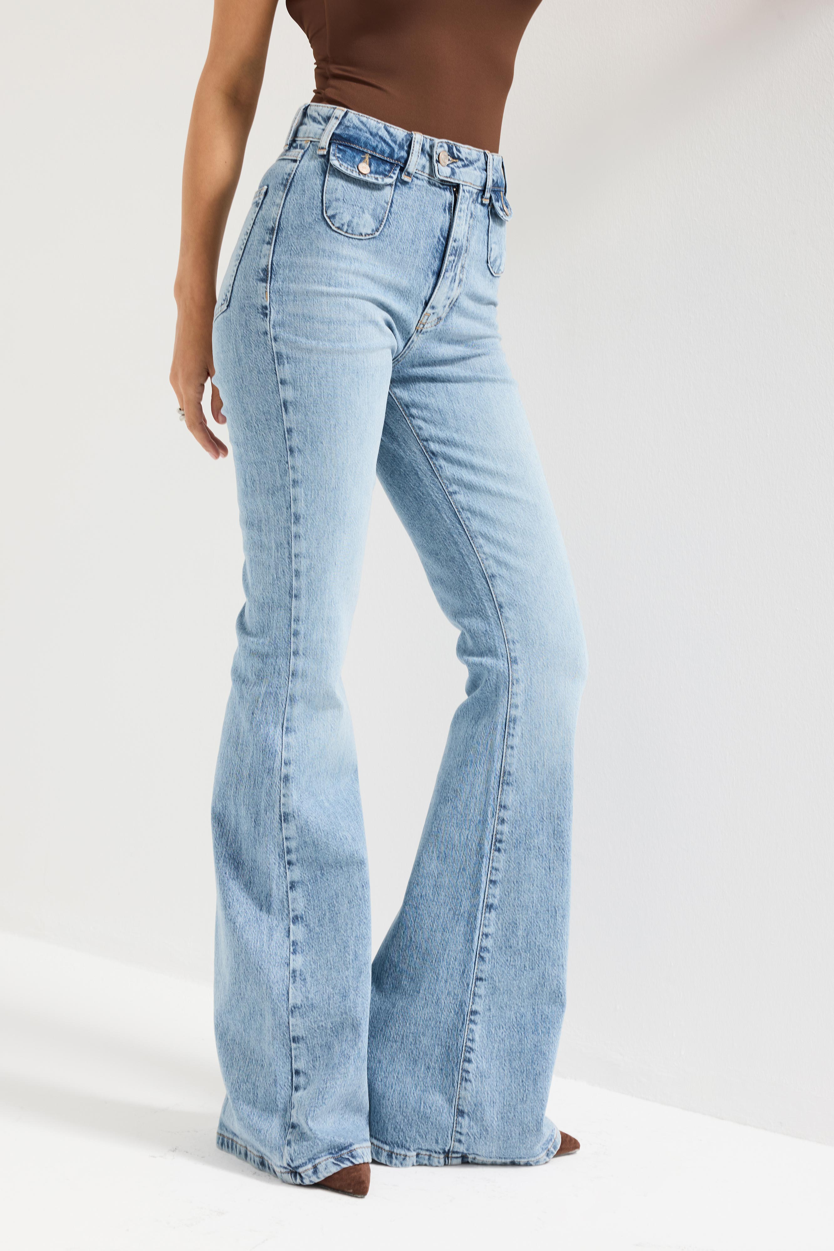 Kadın Ice Kot Rengi 4s6-3 Flare Fit Viskon Elastan Kumaş Denim Jean