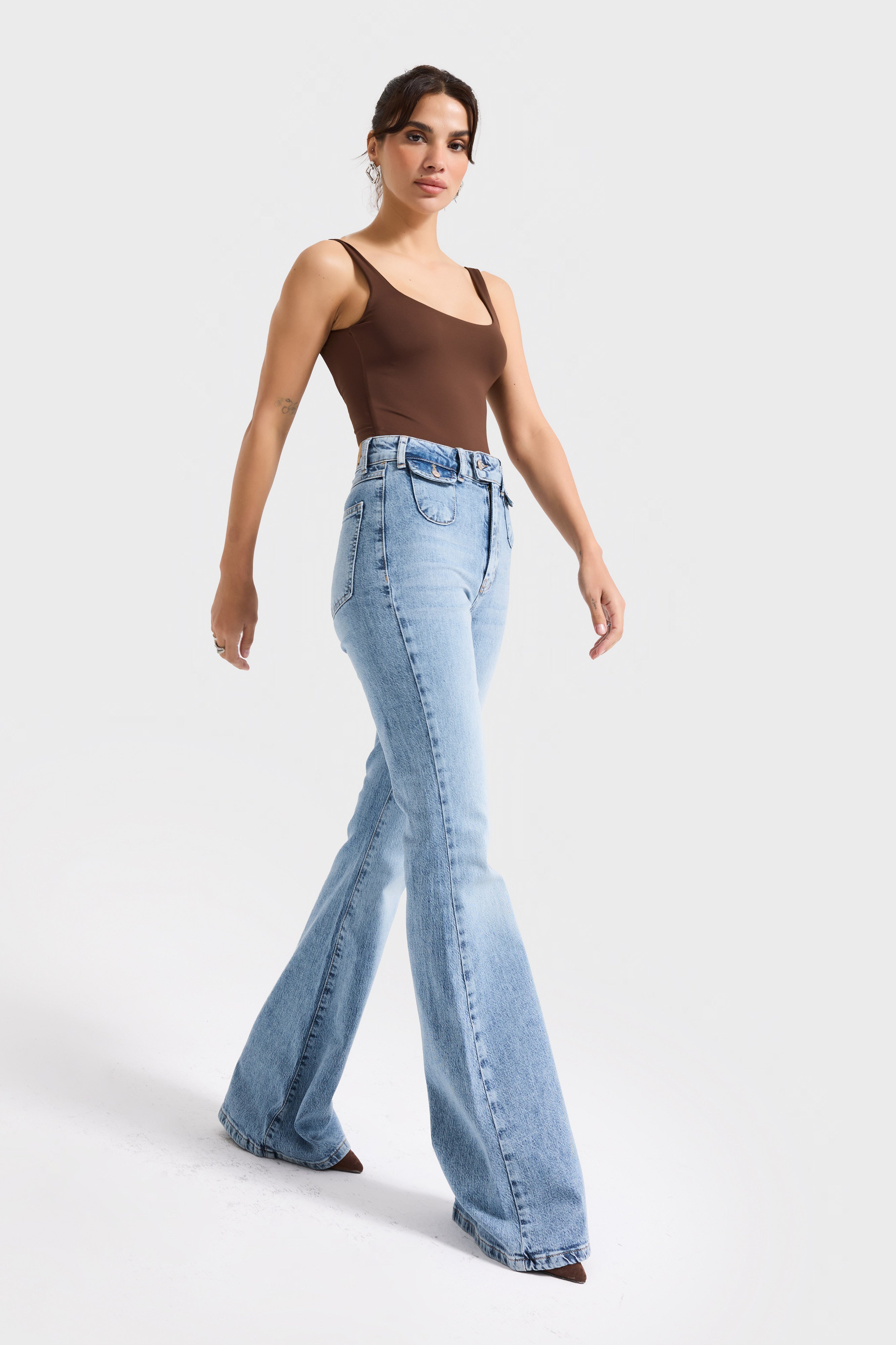 Kadın Ice Kot Rengi 4s6-3 Flare Fit Viskon Elastan Kumaş Denim Jean