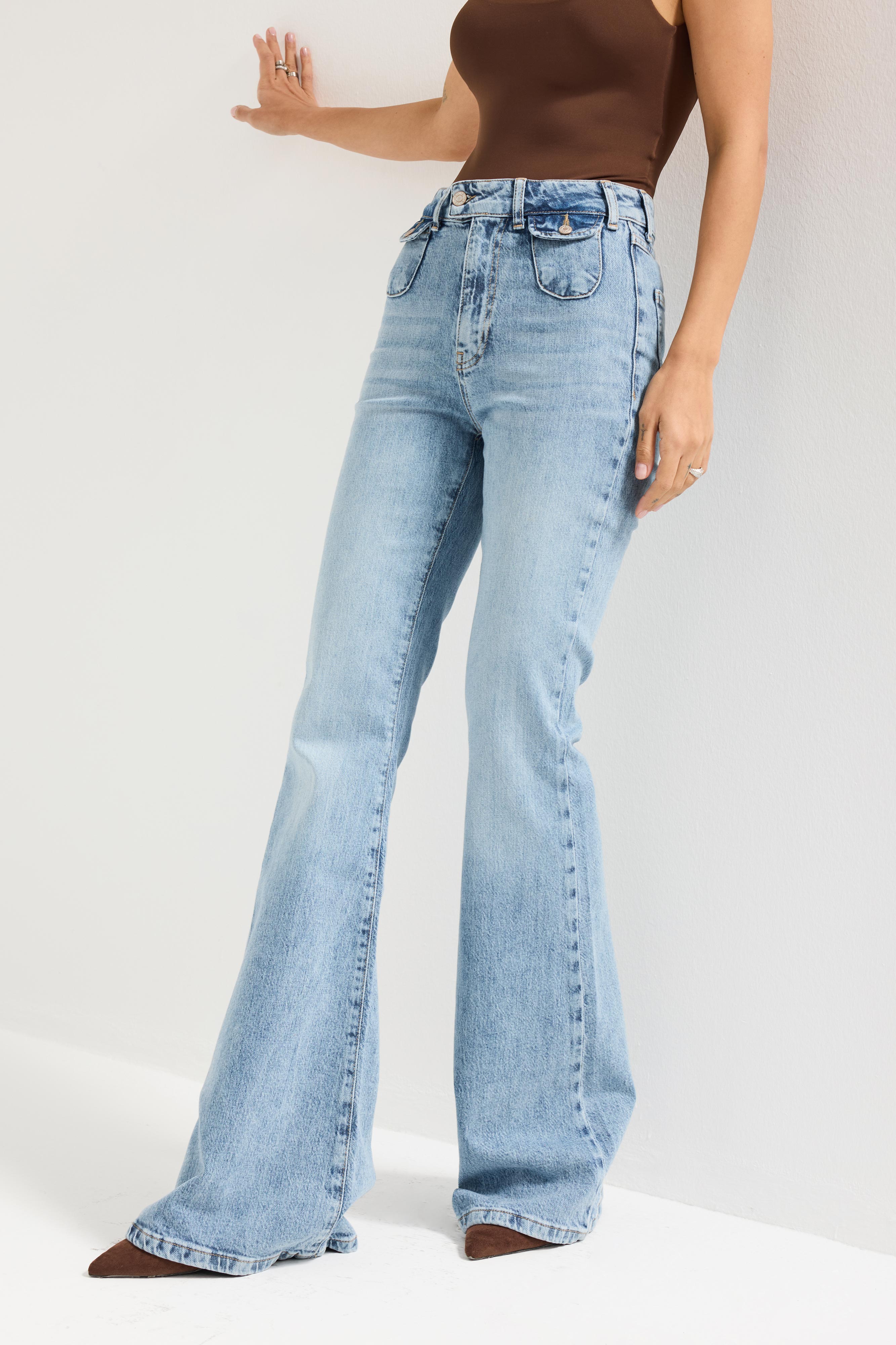 Kadın Ice Kot Rengi 4s6-3 Flare Fit Viskon Elastan Kumaş Denim Jean