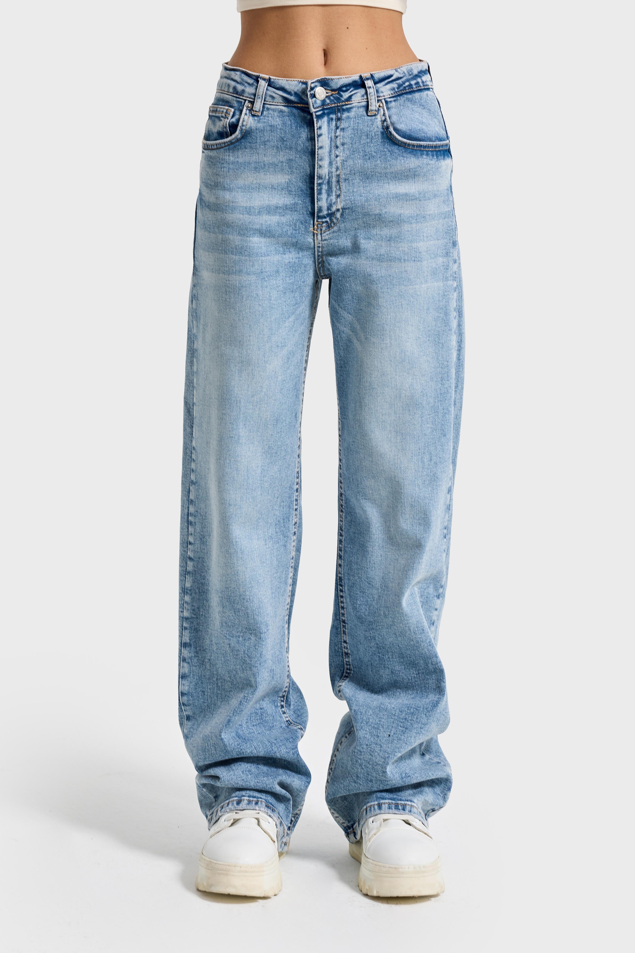 Kadın Ice Kot Rengi 4s6-99 Straight Fit Yüksek Bel Elastan Kumaş Denim Jean