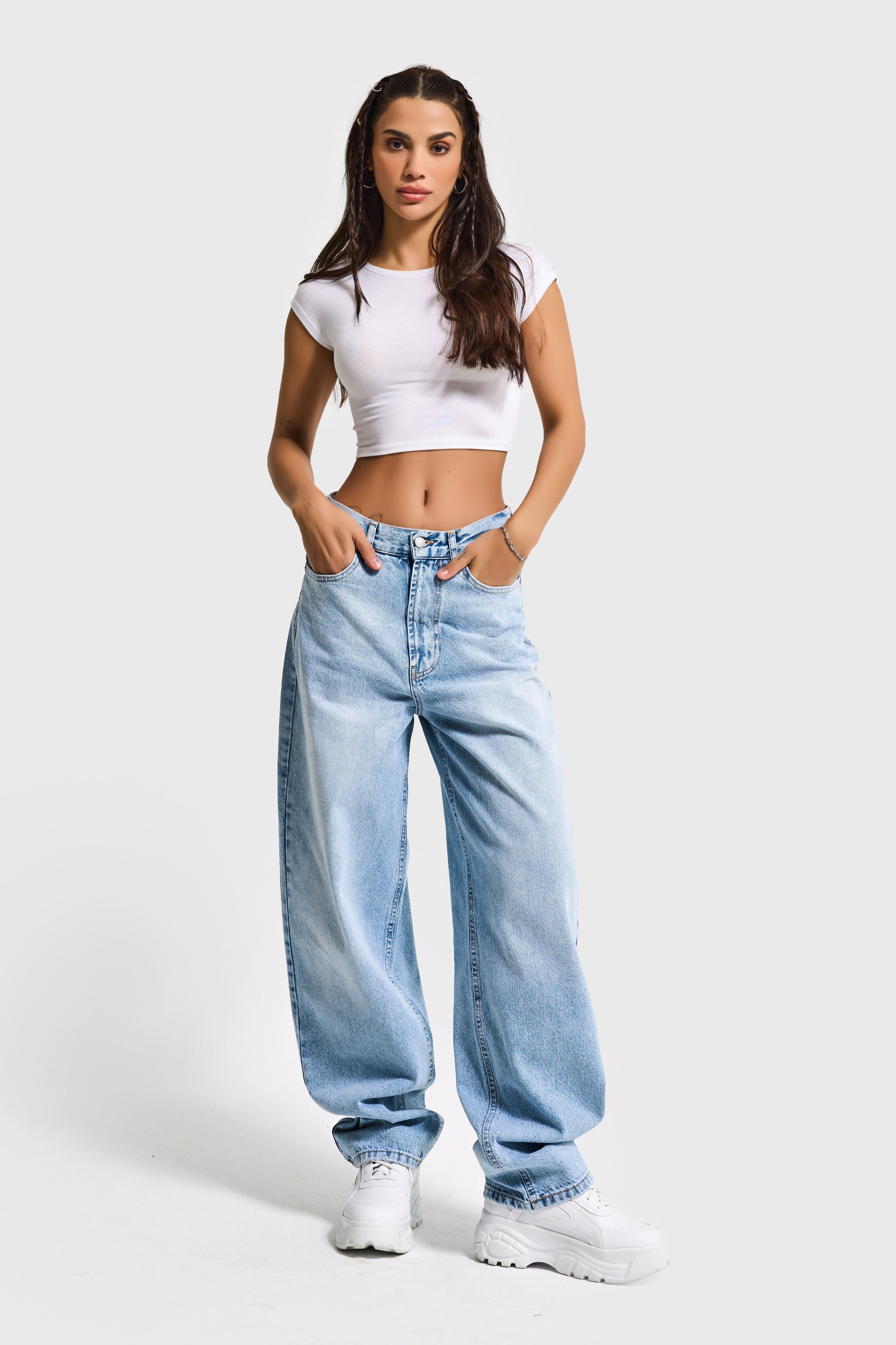 Kadın Ice Kot Rengi Cindy 4s6-3 Skater Fit Bol Kesim %100 Koton Denim Jean