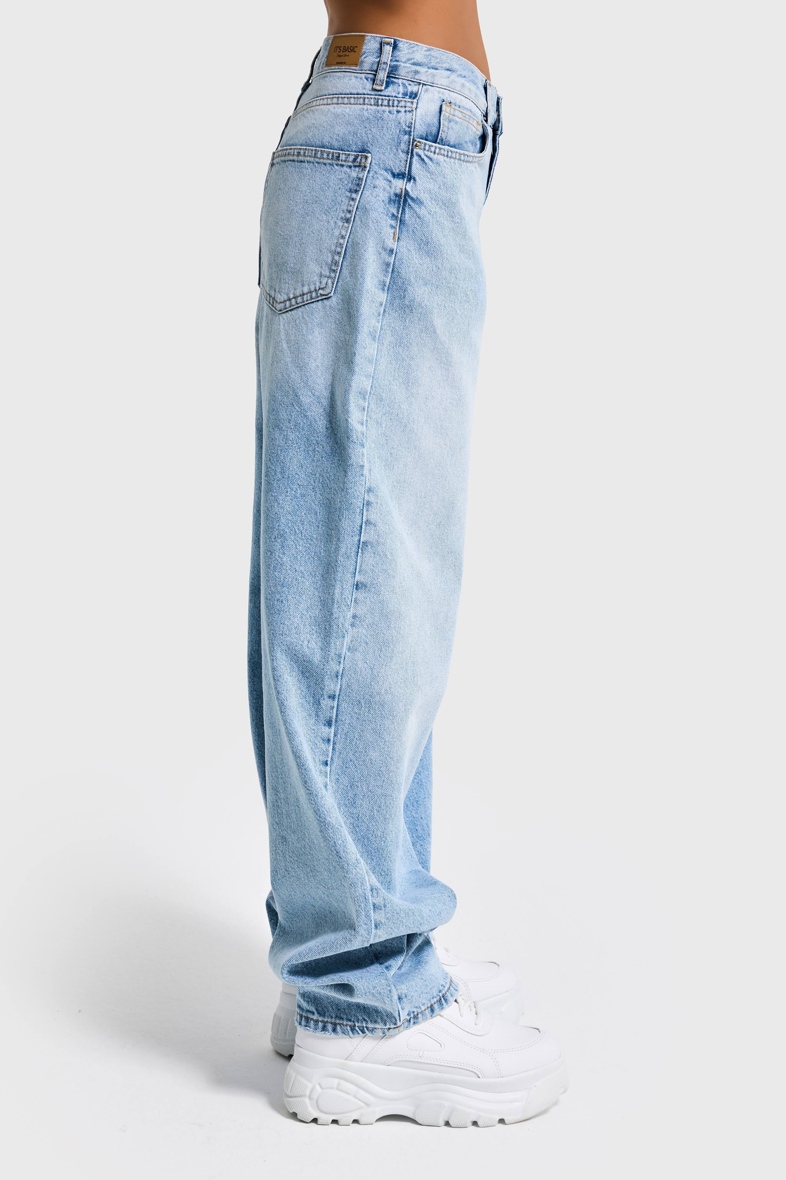 Kadın Ice Kot Rengi Cindy 4s6-3 Skater Fit Bol Kesim %100 Koton Denim Jean