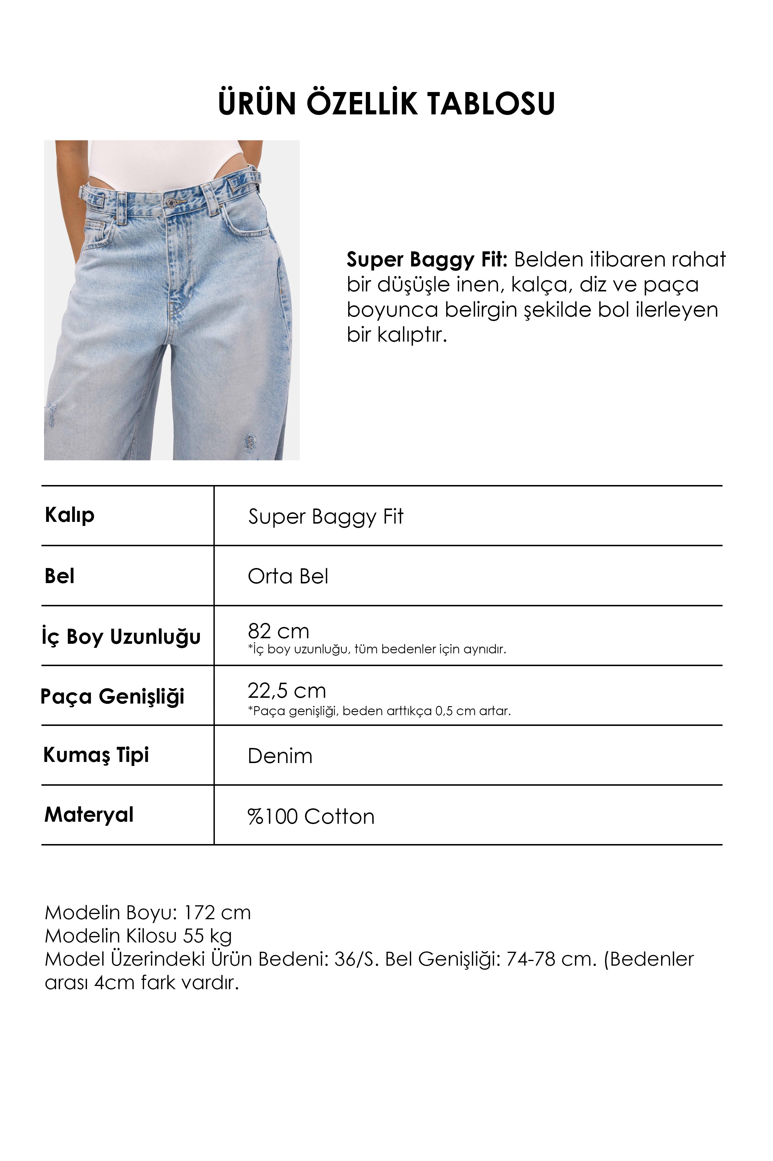 Kadın Ice Lotus 12s6-3 Süper Baggy Fit Denim Jean