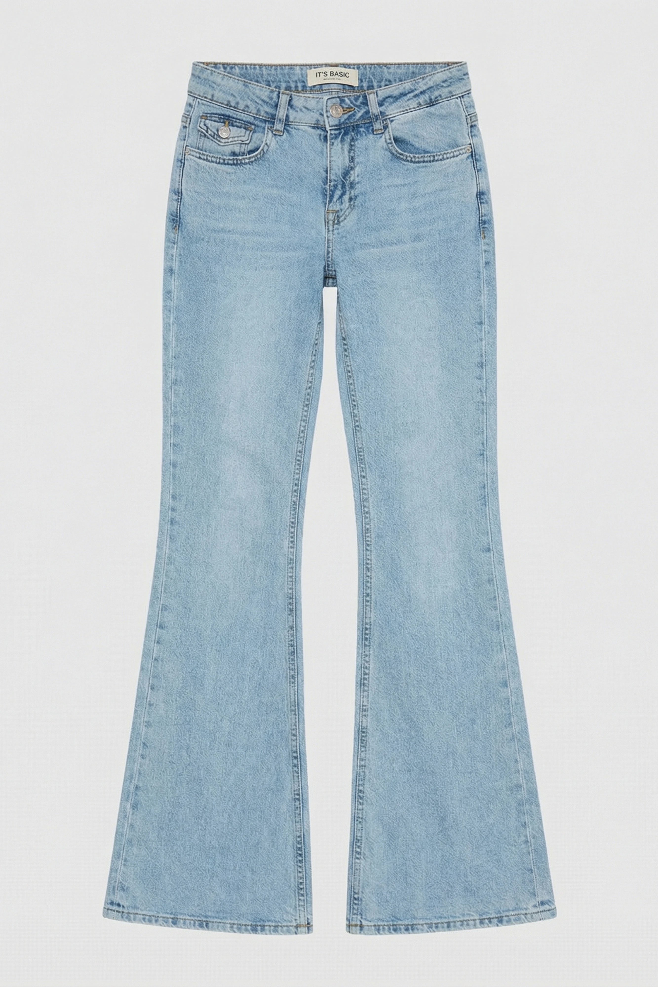 Kadın Ice Rengi 4s6-3 Mide Rise Flare Fit Süper Esnek Kumaş İç Boy 83cm Denim Jean