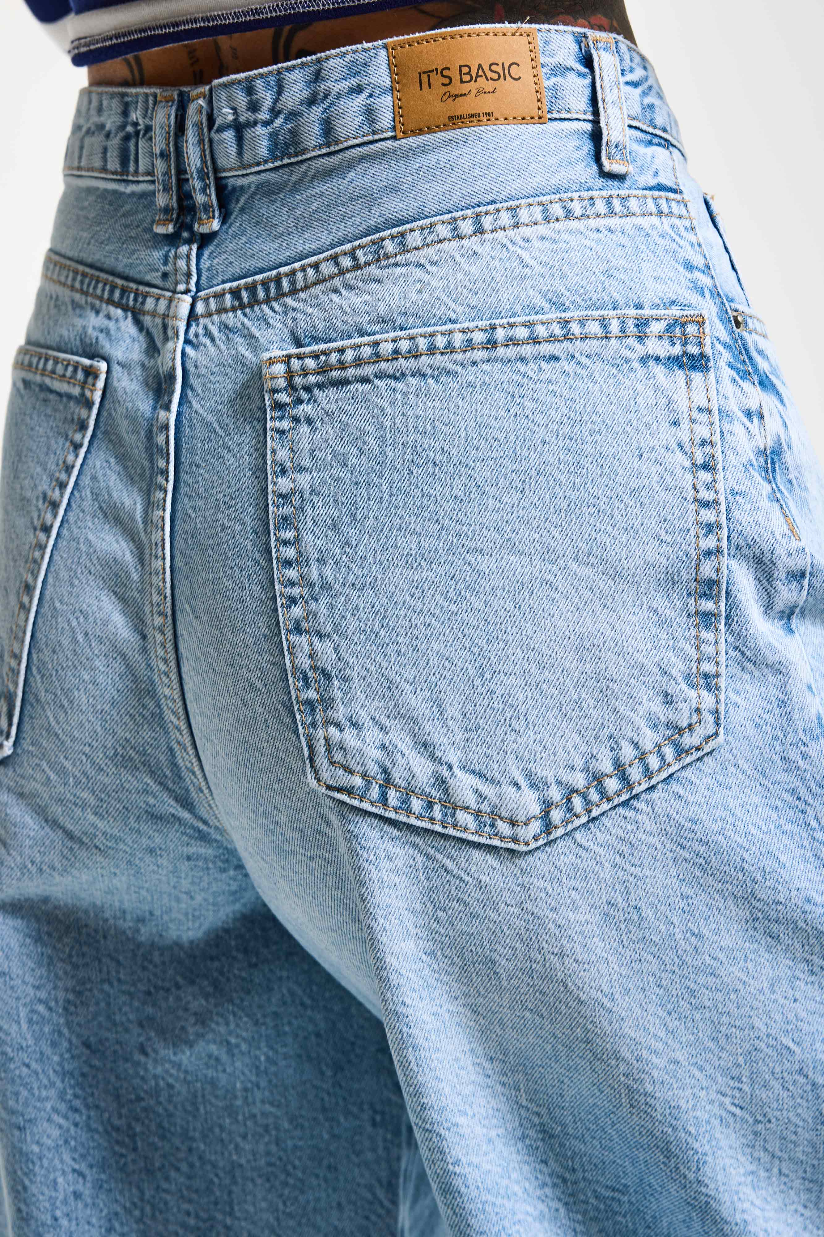 Kadın Ice Renk 4s6-27 Regular Fit Yüksek Bel %100 Koton Rahat Kesim Denim Jean