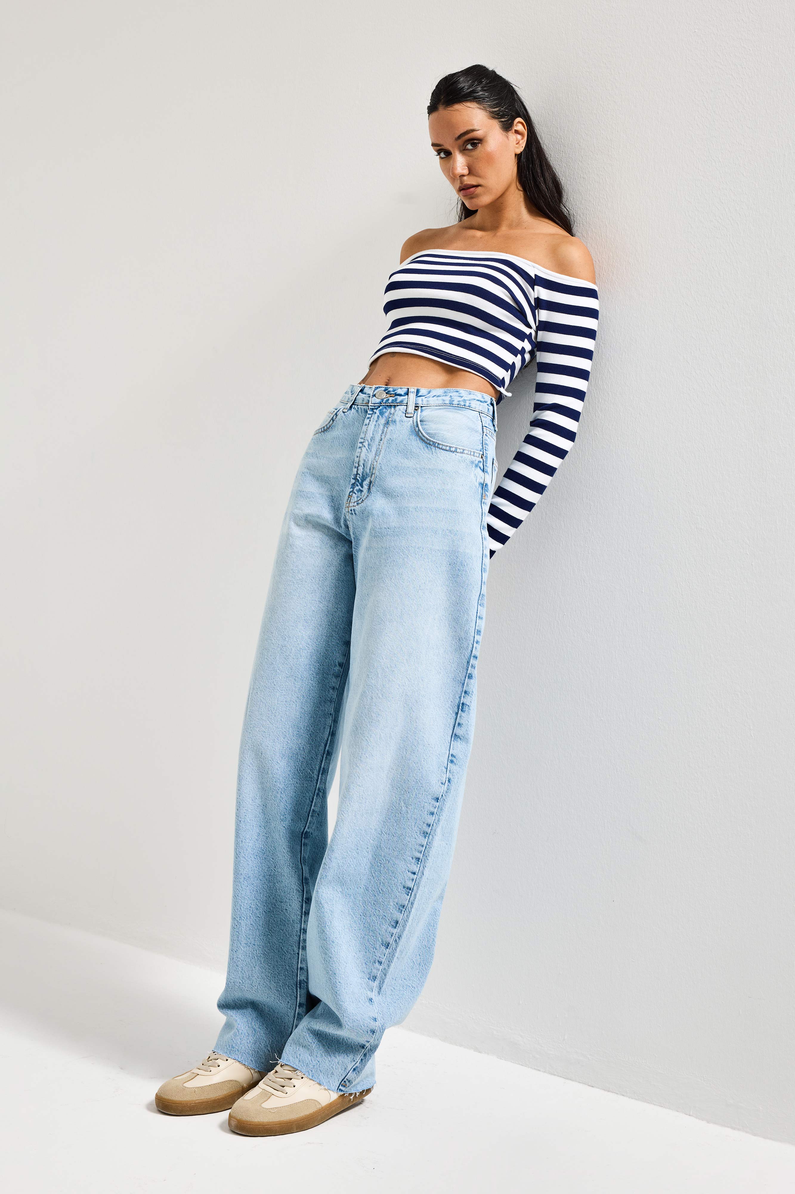 Kadın Ice Renk 4s6-27 Regular Fit Yüksek Bel %100 Koton Rahat Kesim Denim Jean