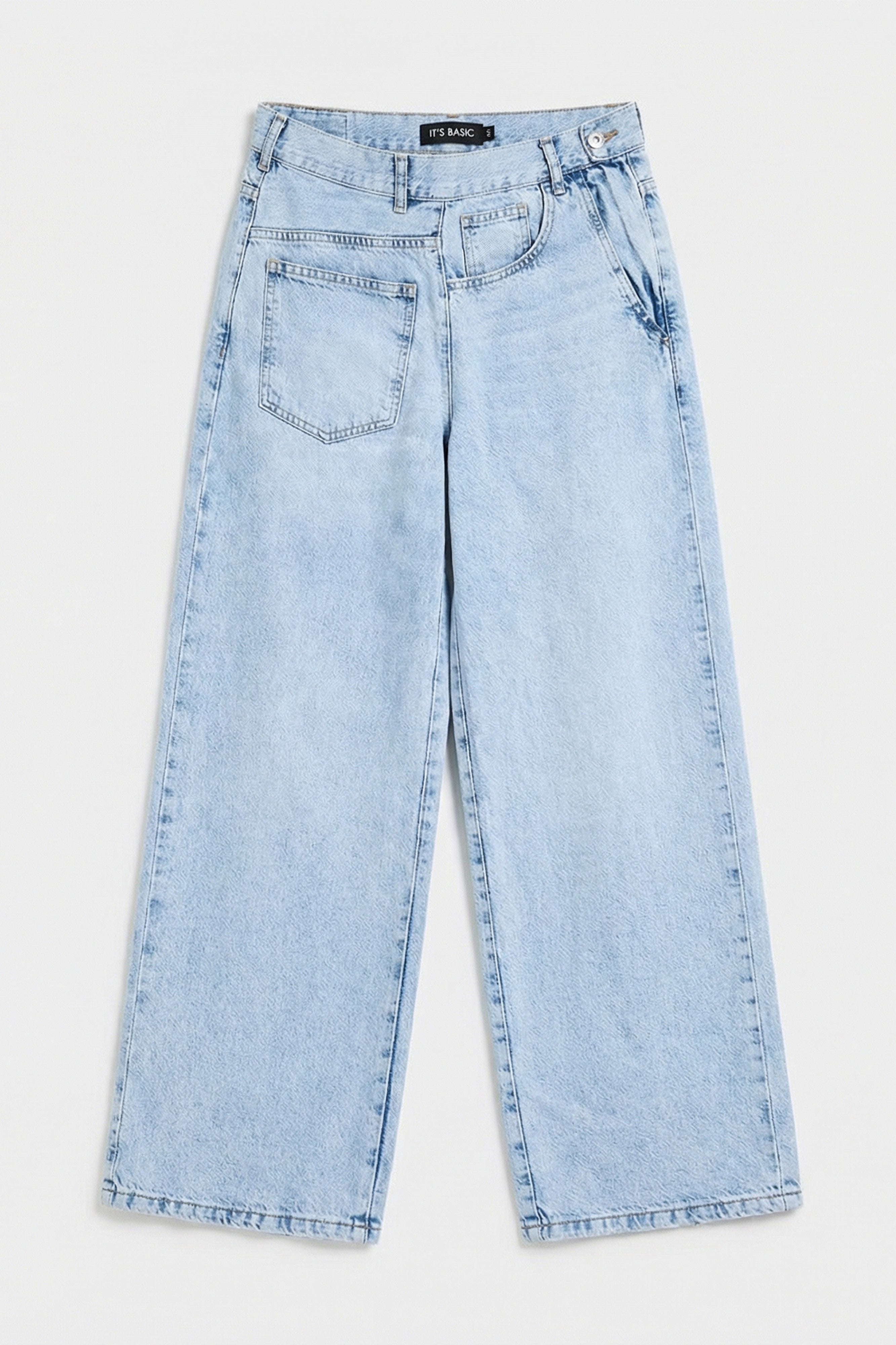 Kadın Ice Renk 4s6-3 Mega Baggy Fit Ön Arka Detay Tasarım Denim Jean