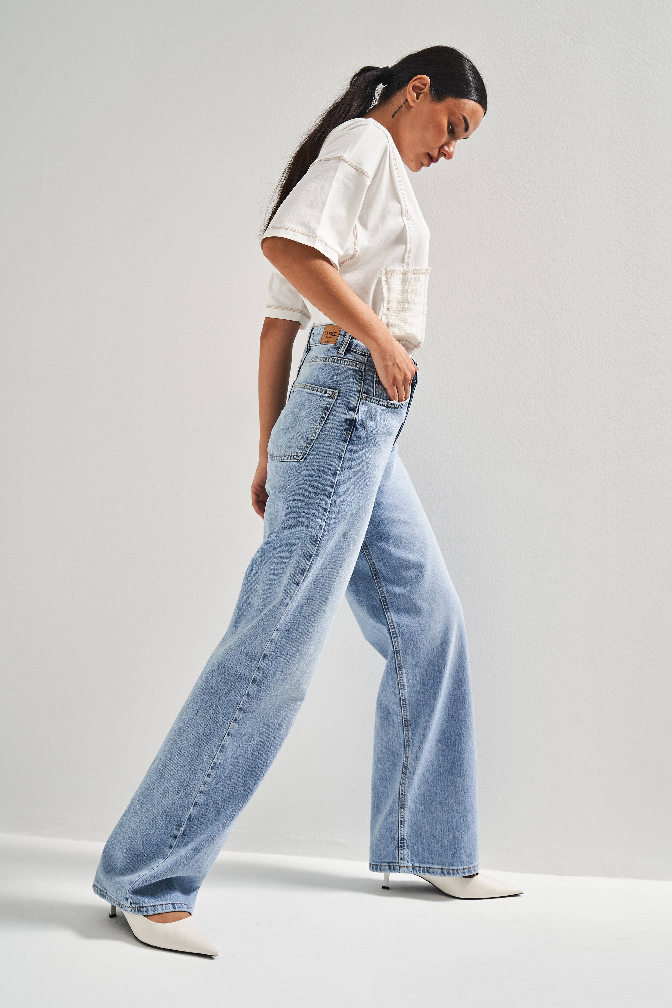 Kadın Ice Renk V-4S5-27 Viskon Esnek Kumaş Yüksek Bel İç Boy 80cm Denim Jean