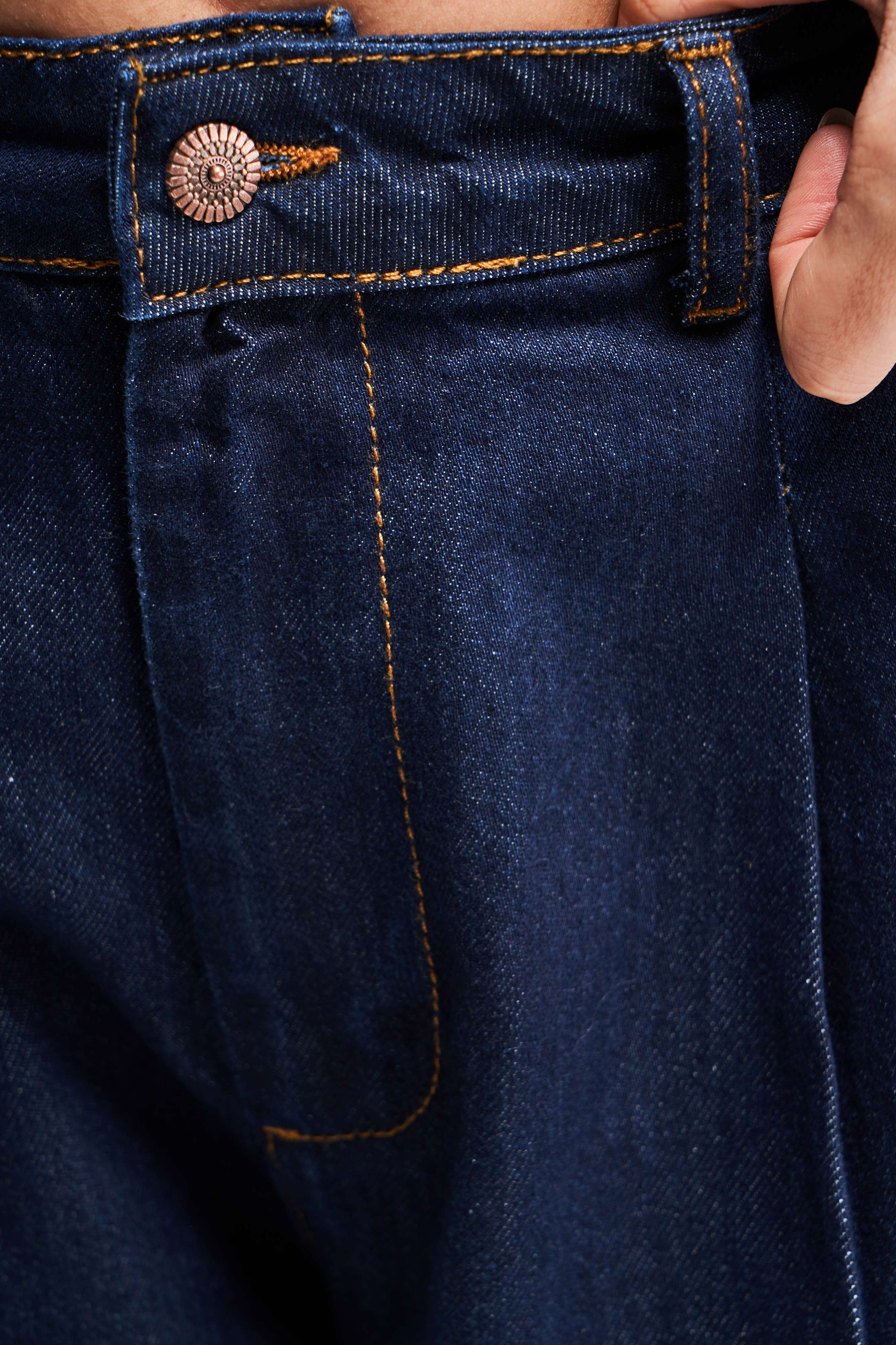 Kadın İndigo Renk 7s5-50 Mid Rise Palazzo Fit Orta Bel %100 Koton İç Boy 83cm Denim Jean